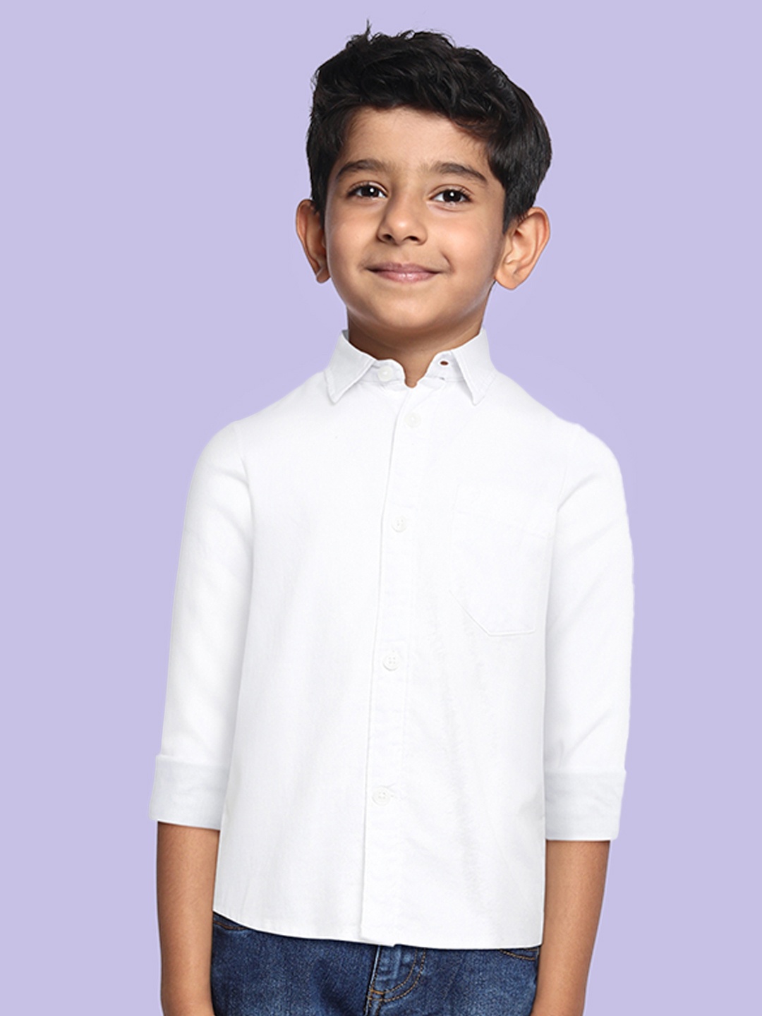 

Indian Terrain Boys White Pure Cotton Casual Shirt