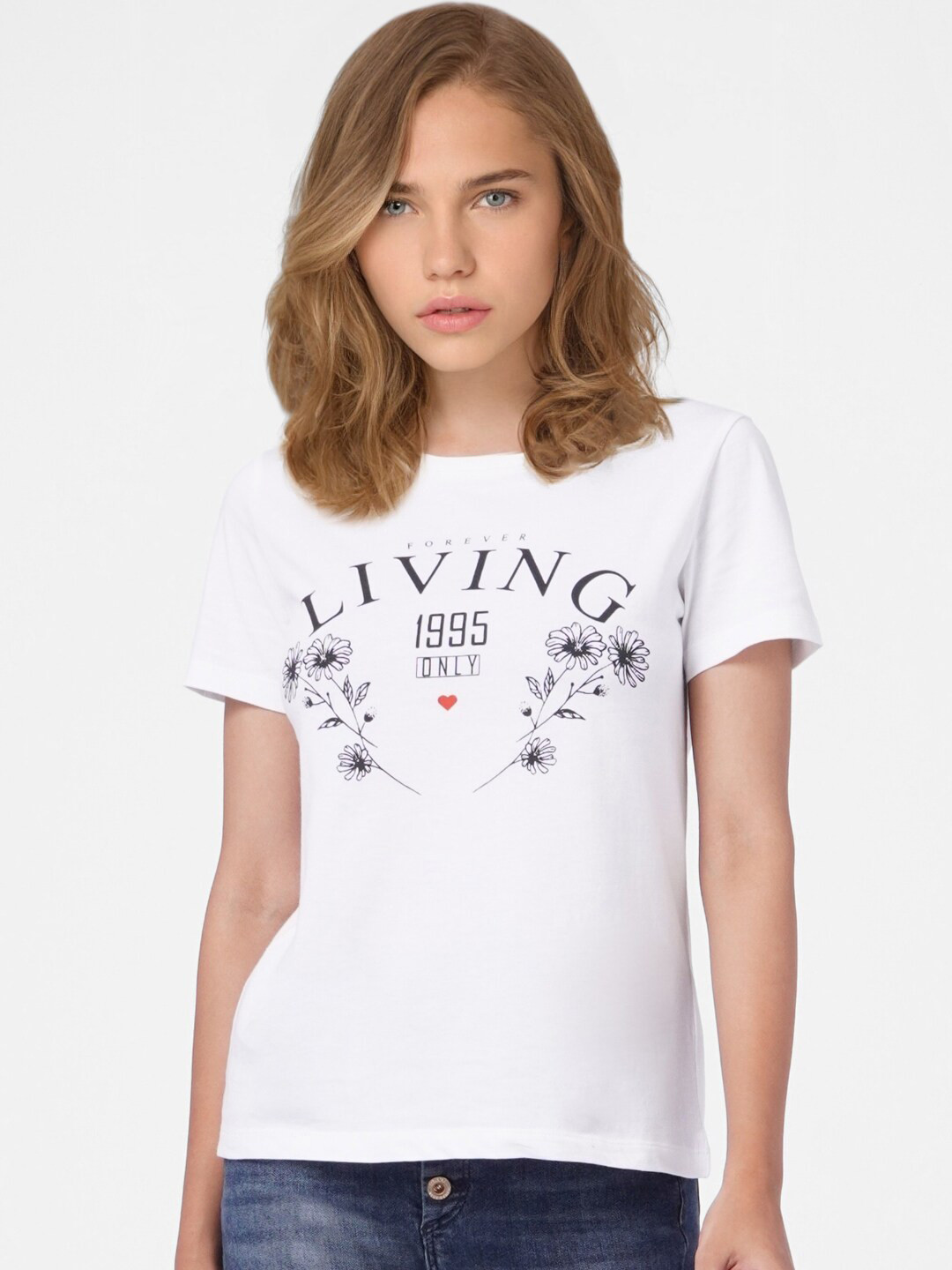 

ONLY Women White Typography Printed T-shirt