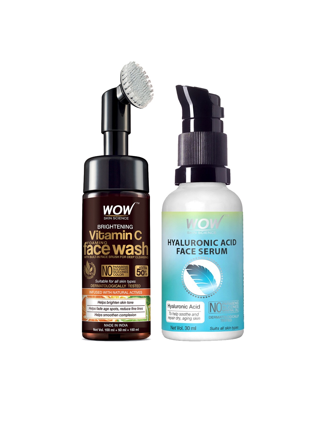 

WOW SKIN SCIENCE Set of Vitamin C Face Wash 100ml & Hyaluronic Serum 30ml, Brown