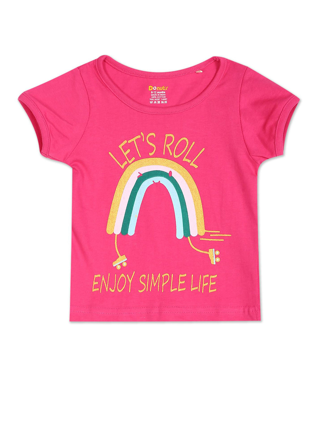 

Donuts Girls Pink Printed T-shirt