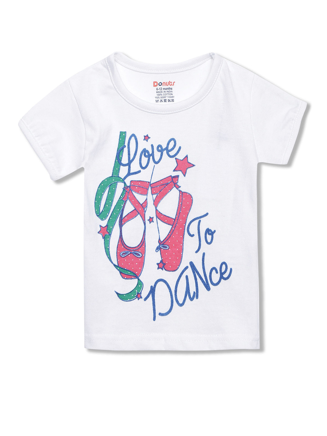 

Donuts Girls White Typography Printed T-shirt