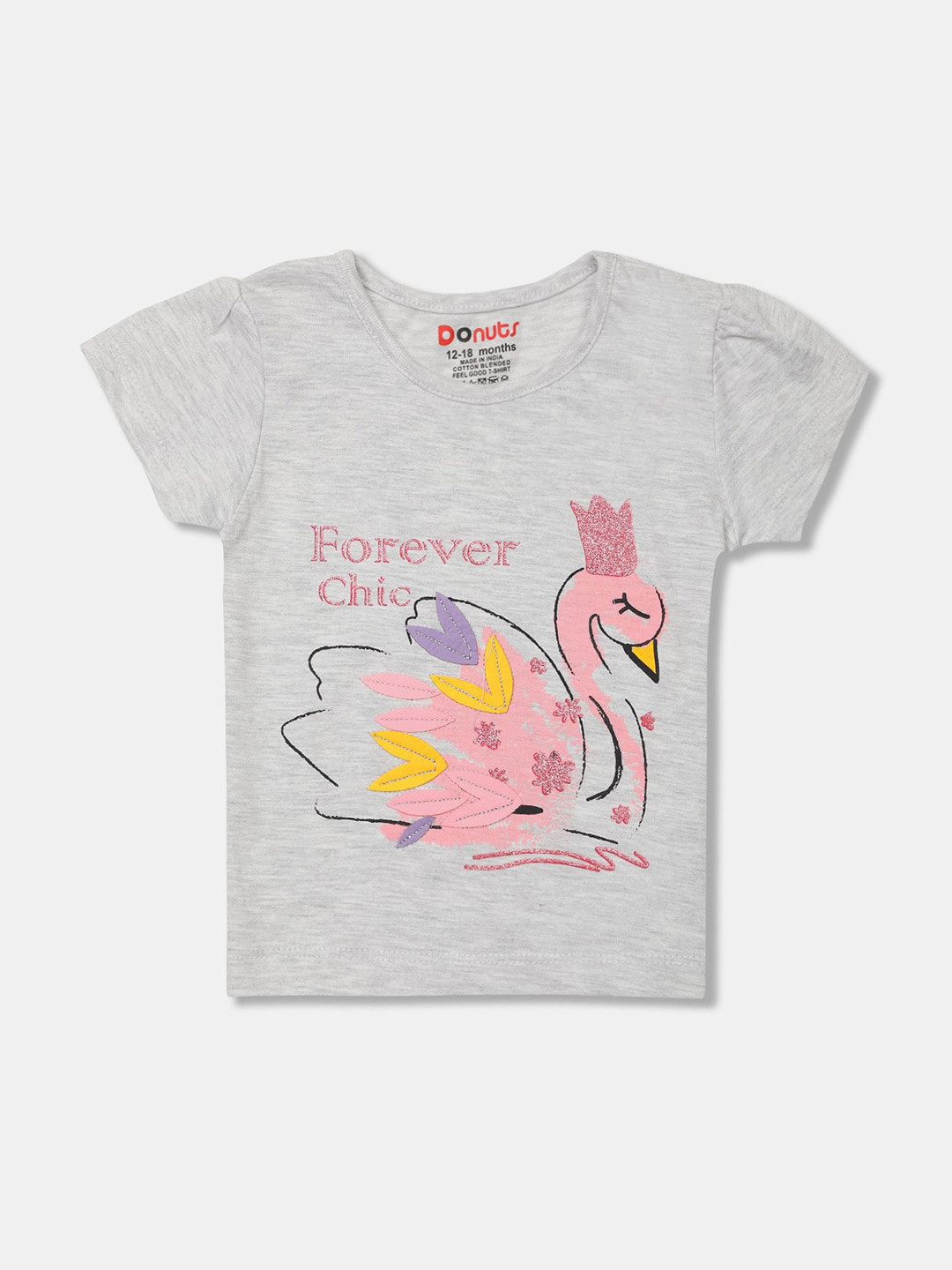 

Donuts Girls Grey Printed T-shirt