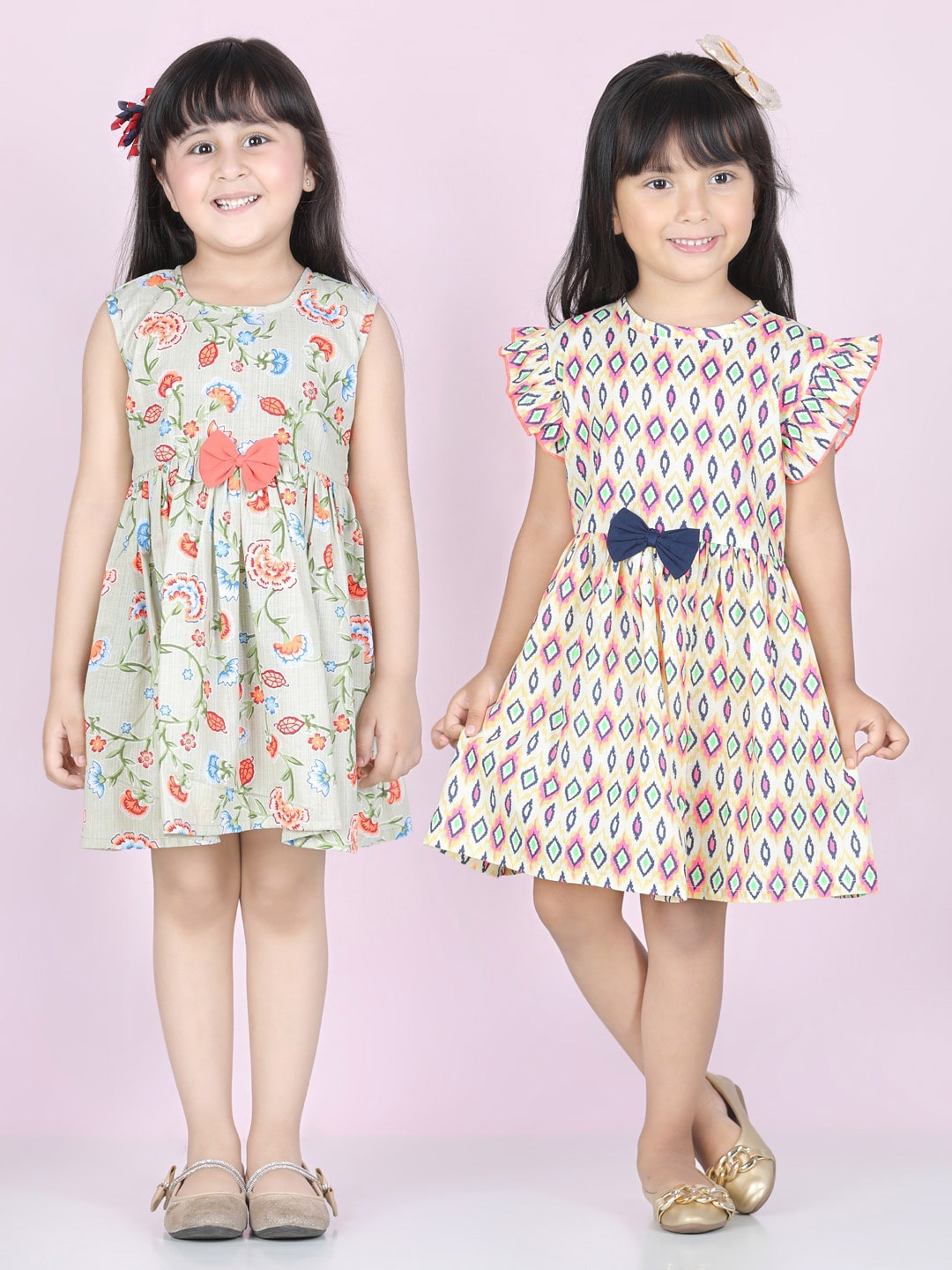 

Cutiekins Girls Multicoloured Pack Of 2 Floral Cotton Dress, Multi