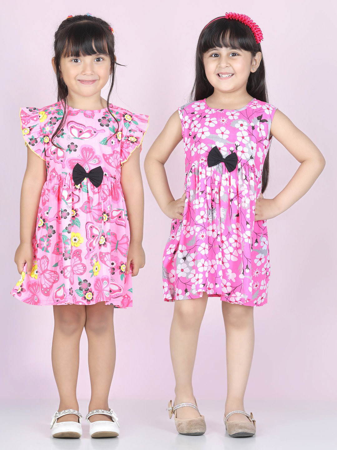 

Cutiekins Girls Pink Pack Of 2 Floral Cotton Dress