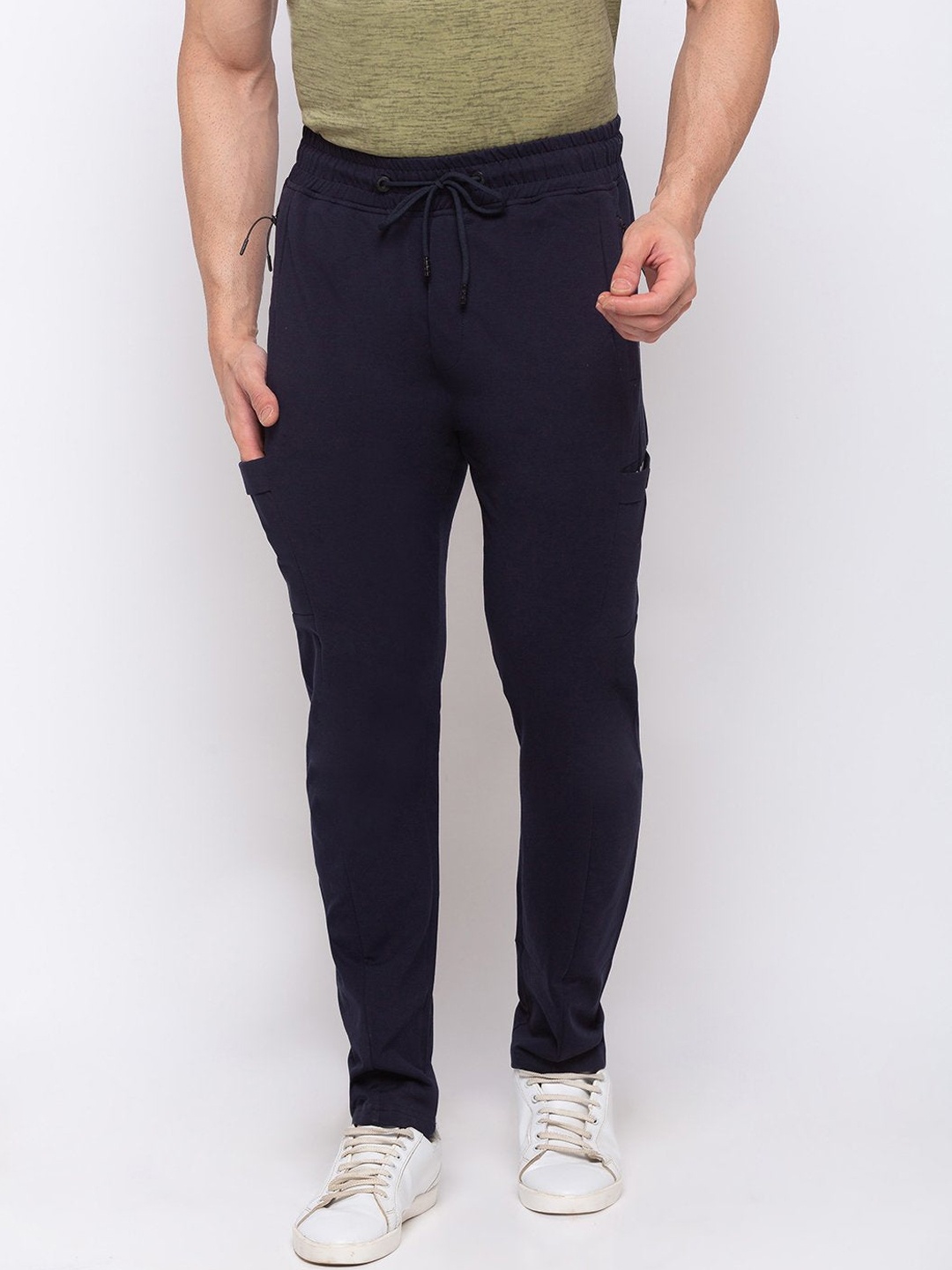 

Status Quo Men Navy Blue Solid Track Pant