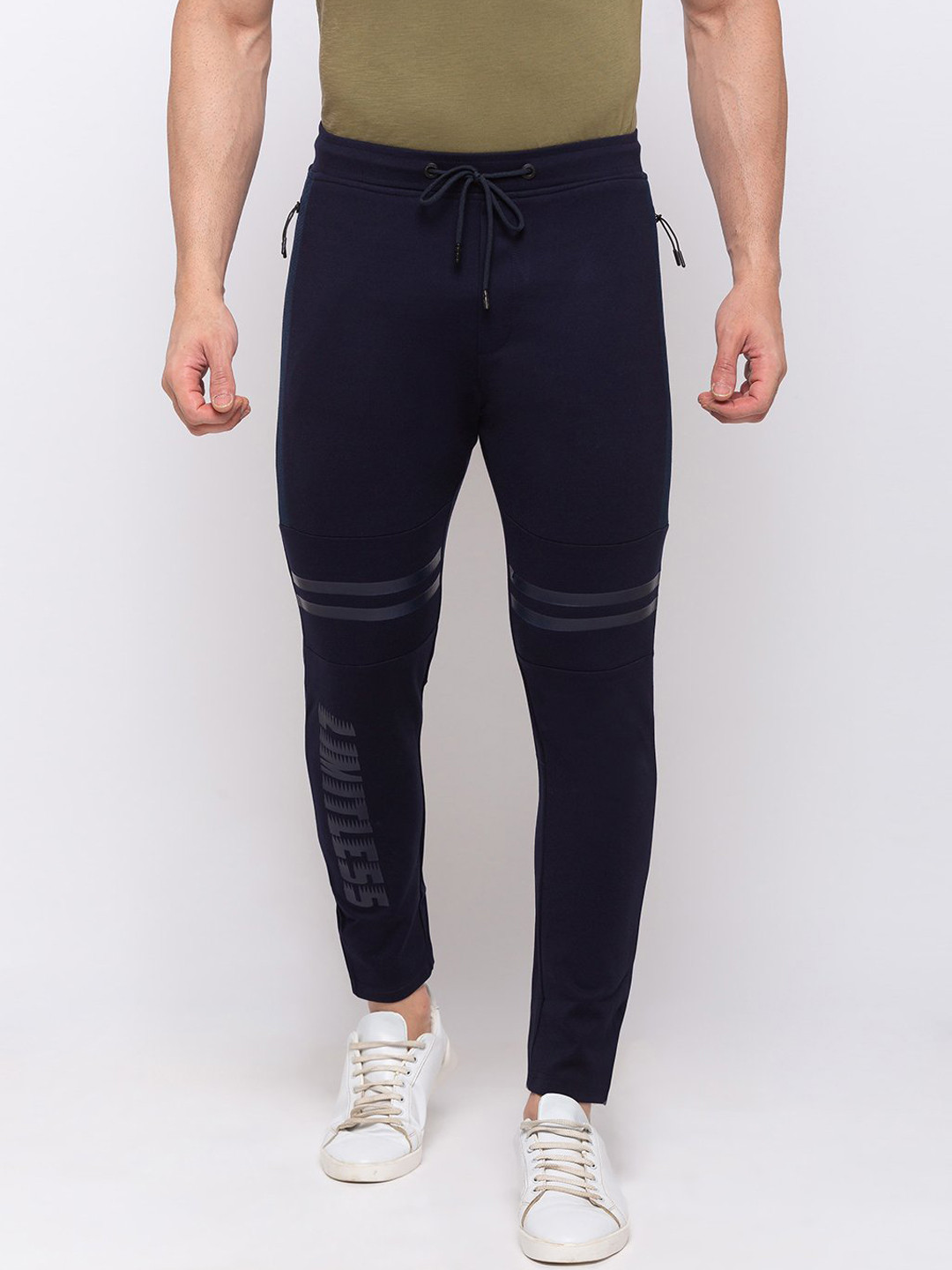 

Status Quo Men Navy Blue Solid Cotton Track Pants