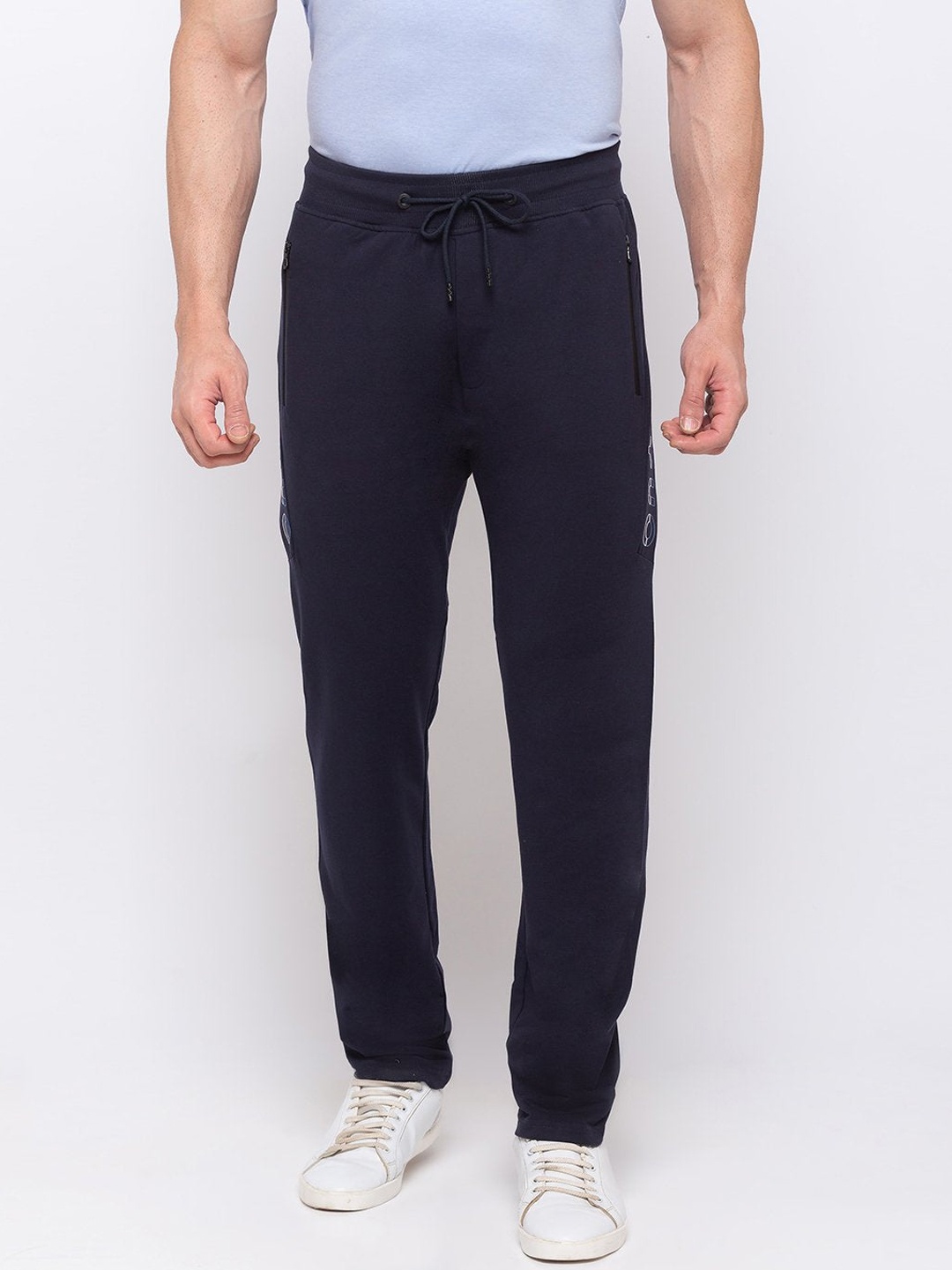 

Status Quo Men Navy Blue Solid Cotton Track Pants