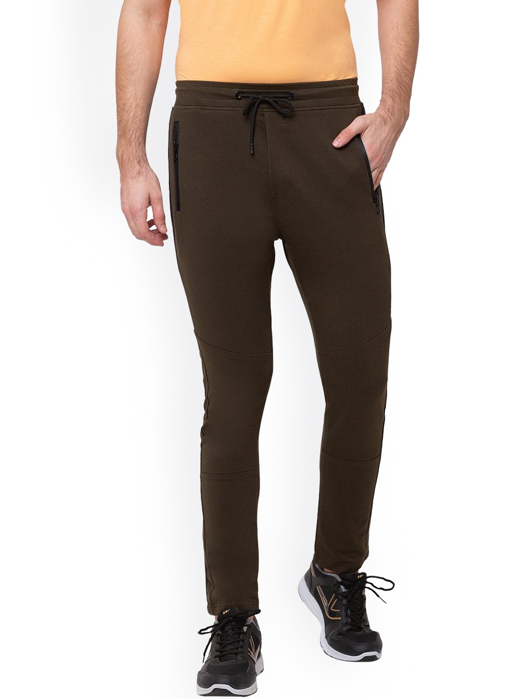 

Status Quo Men Olive Green Solid Cotton Track Pants