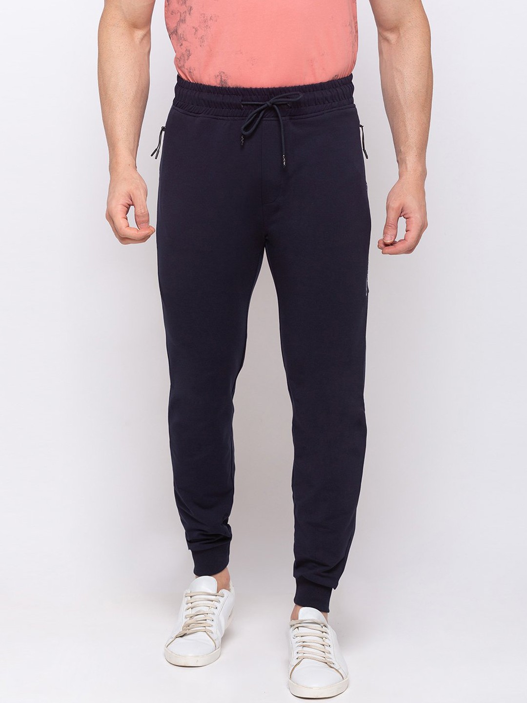 

Status Quo Men Navy Blue Solid Cotton Joggers