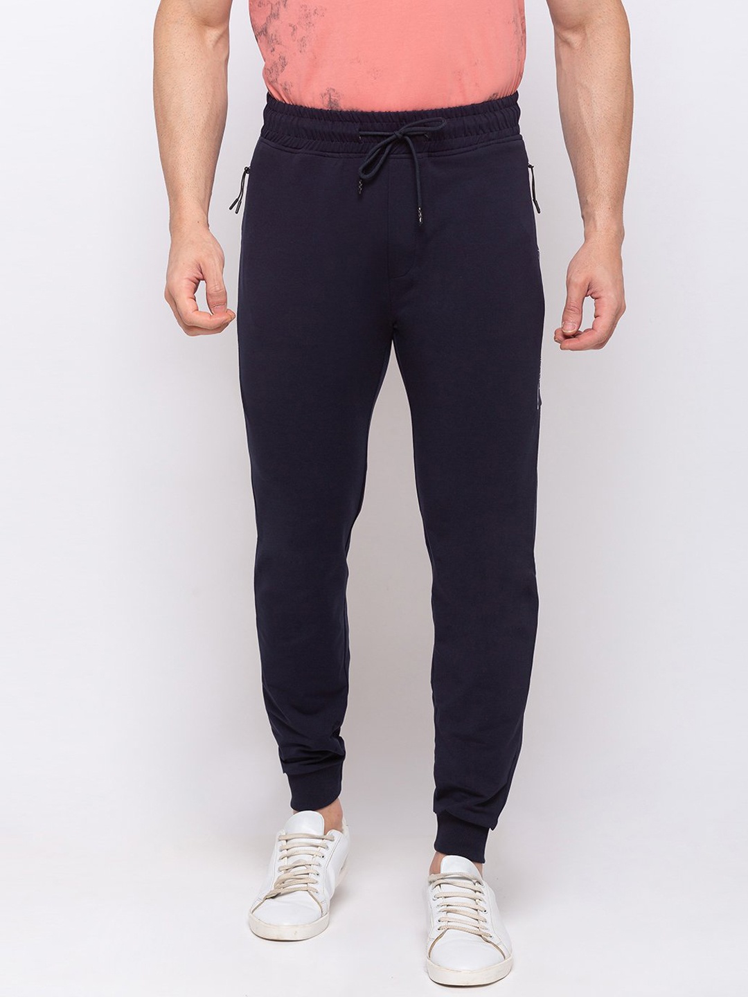 

Status Quo Men Navy Blue Solid Cotton Joggers