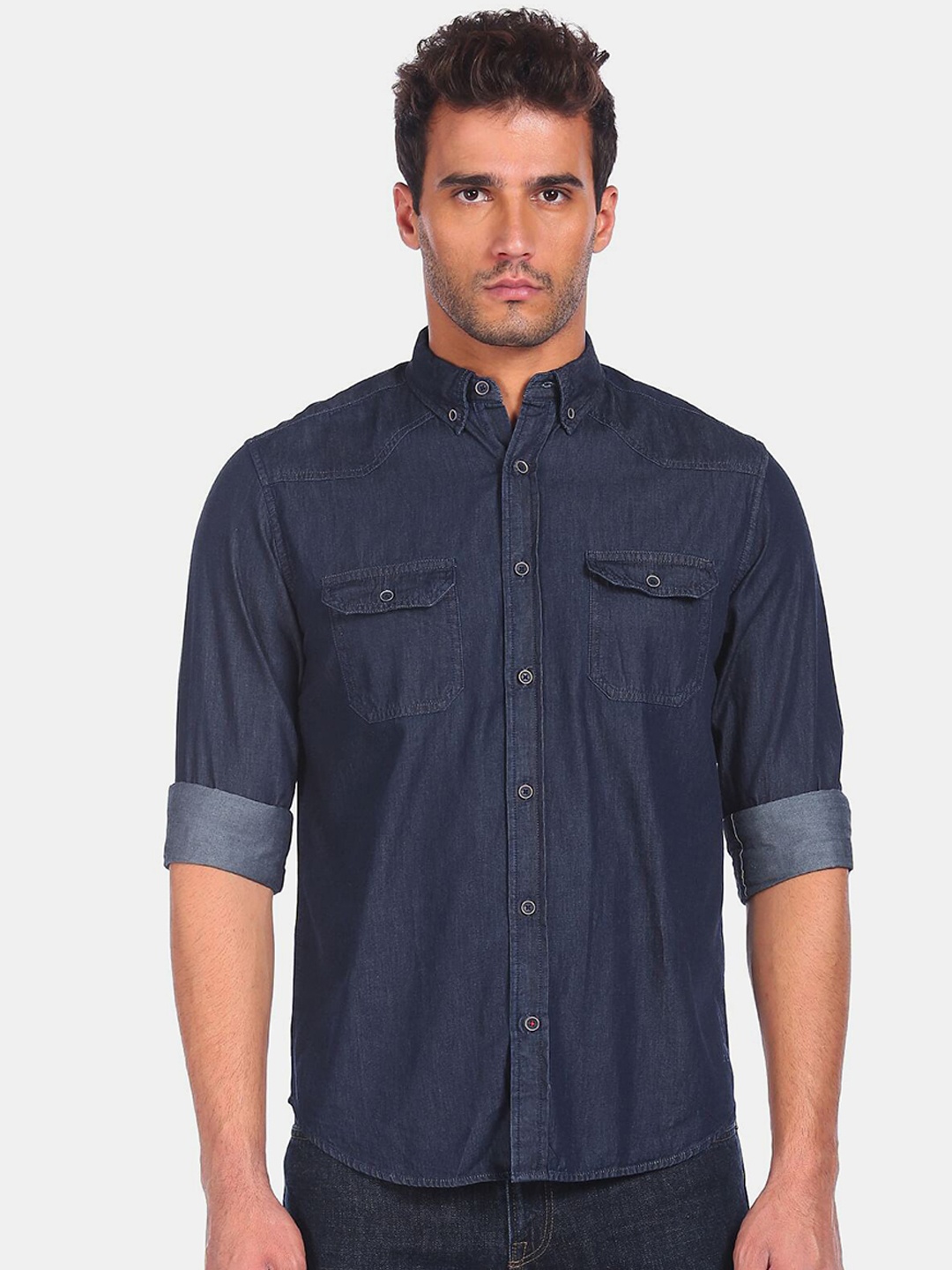 

Aeropostale Men Blue Cotton Casual Shirt