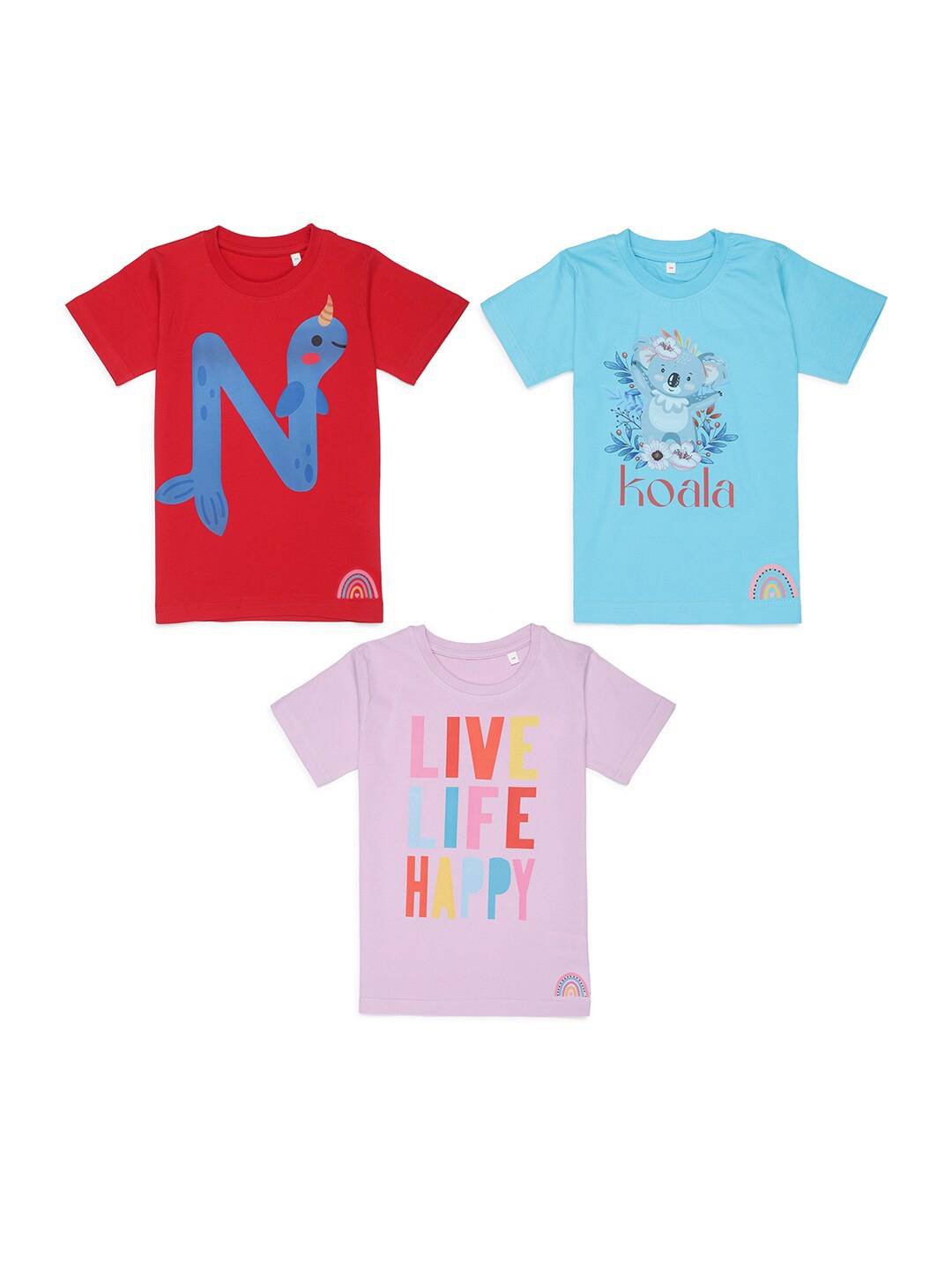 

Tossido Kids Set Of 3 Typography Printed T-shirts, Red