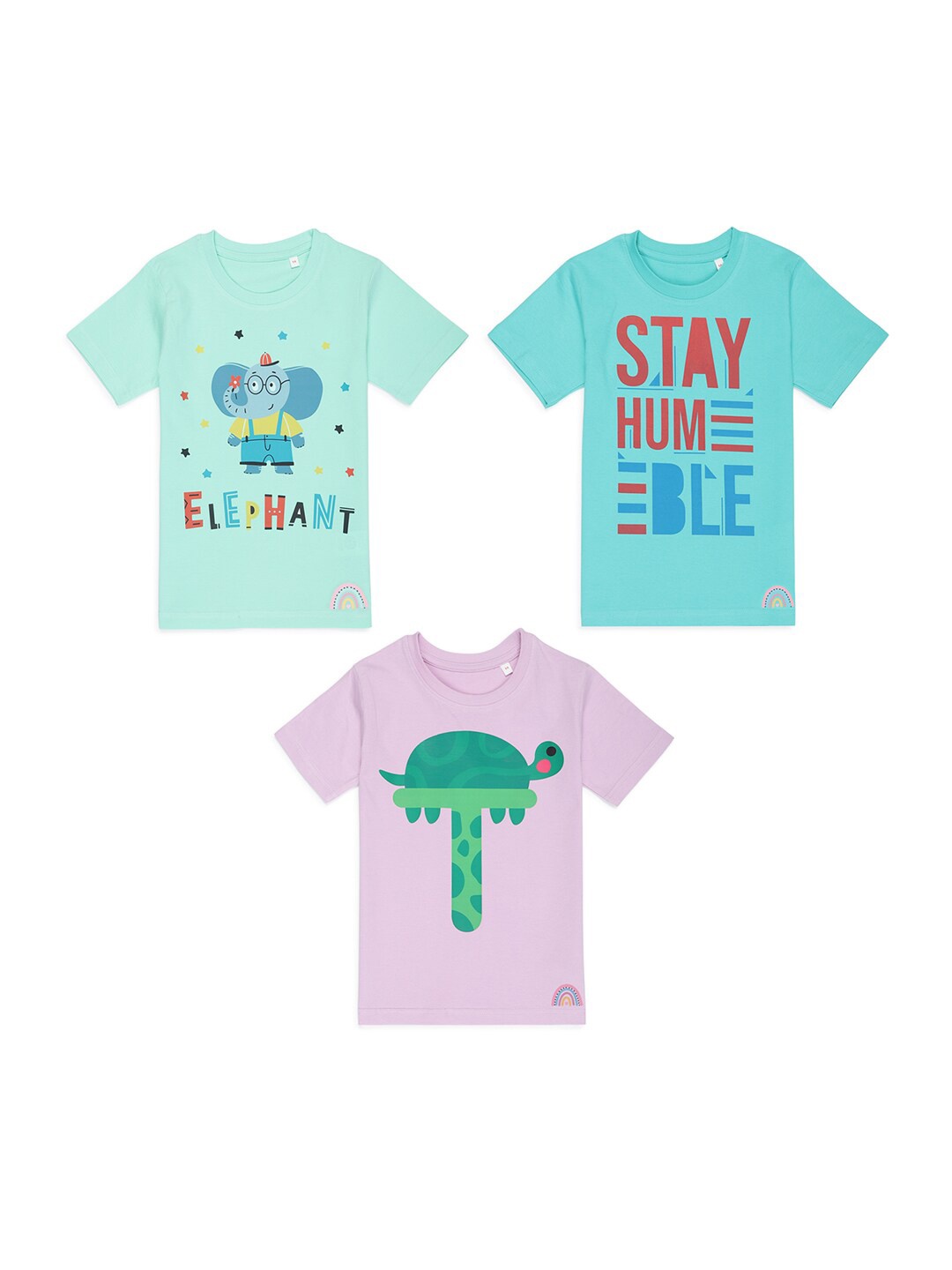 

Tossido Kids Set Of 3 Typography Printed T-shirts, Green