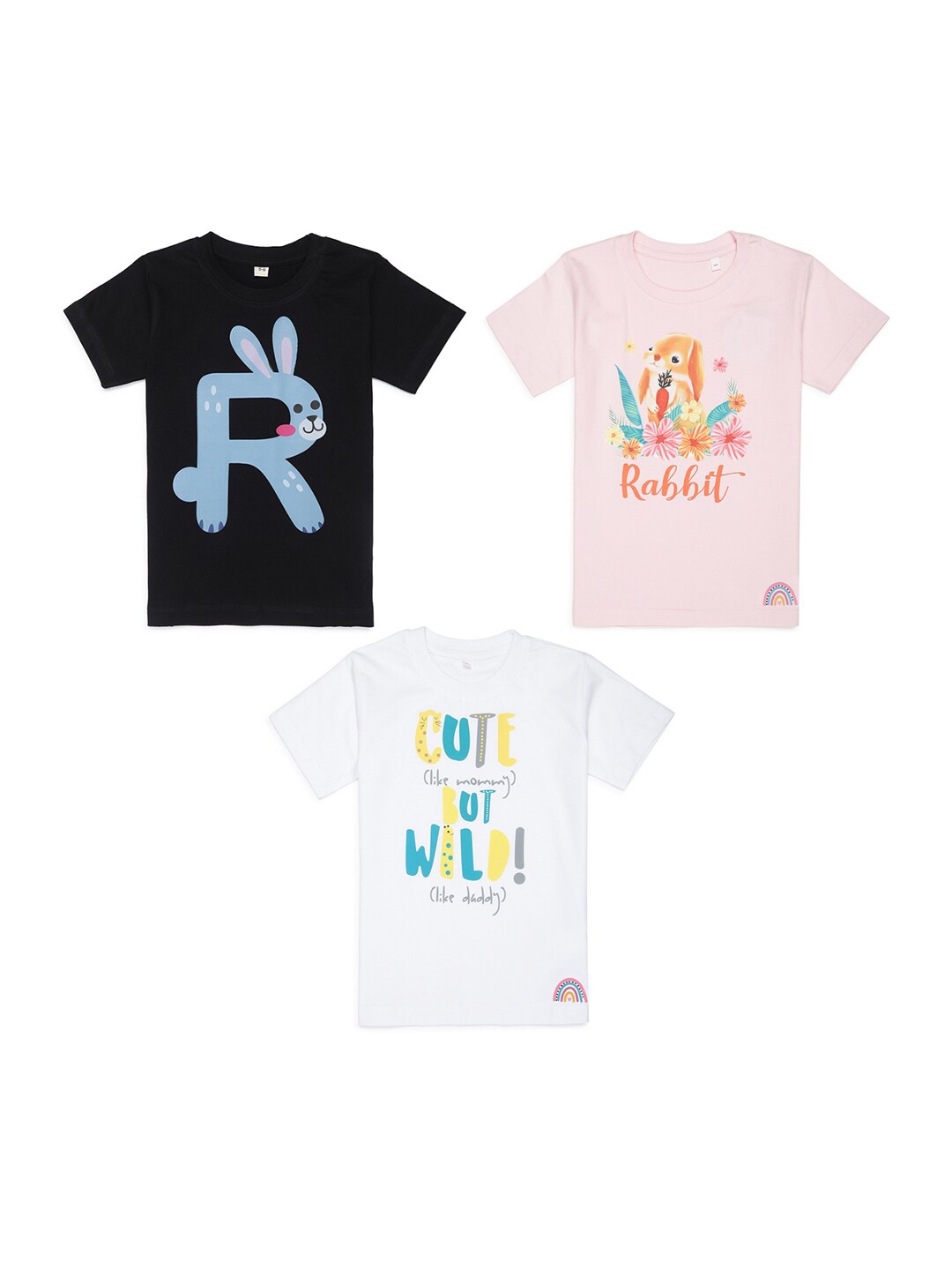 Tossido Kids Unisex Pack of 3 Printed Graphic Printed T-shirt, Na