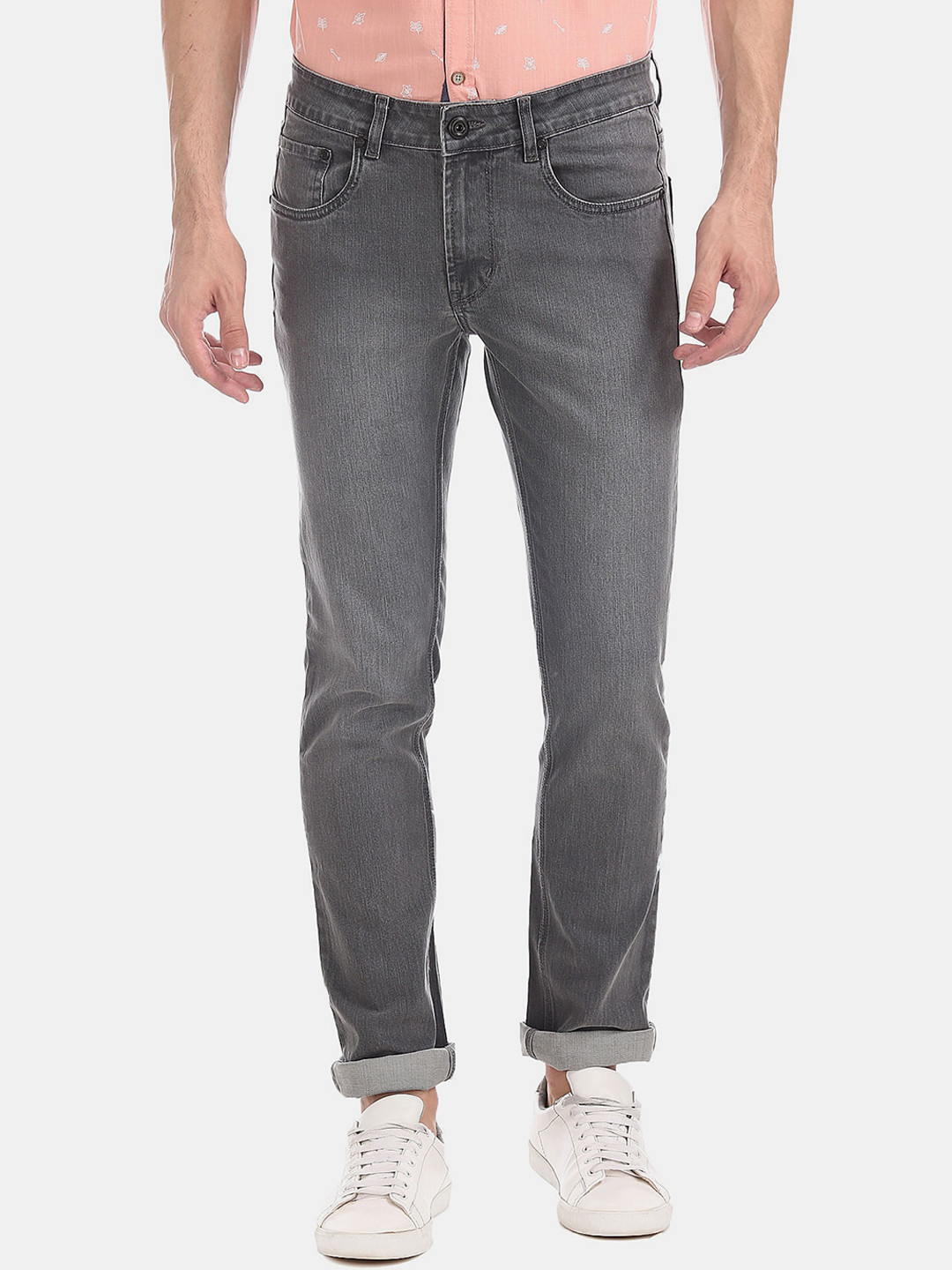 

Colt Men Grey Slim Fit Low-Rise Heavy Fade Jeans