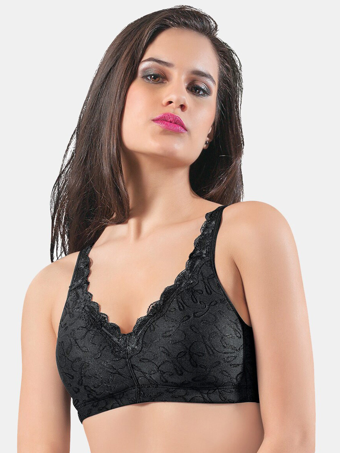 

Dazzle Black Abstract Non Padded Non-Wired Bra