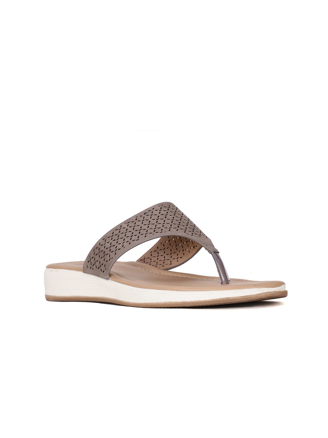 

Bata Women Grey Open Toe Flats with Laser Cuts