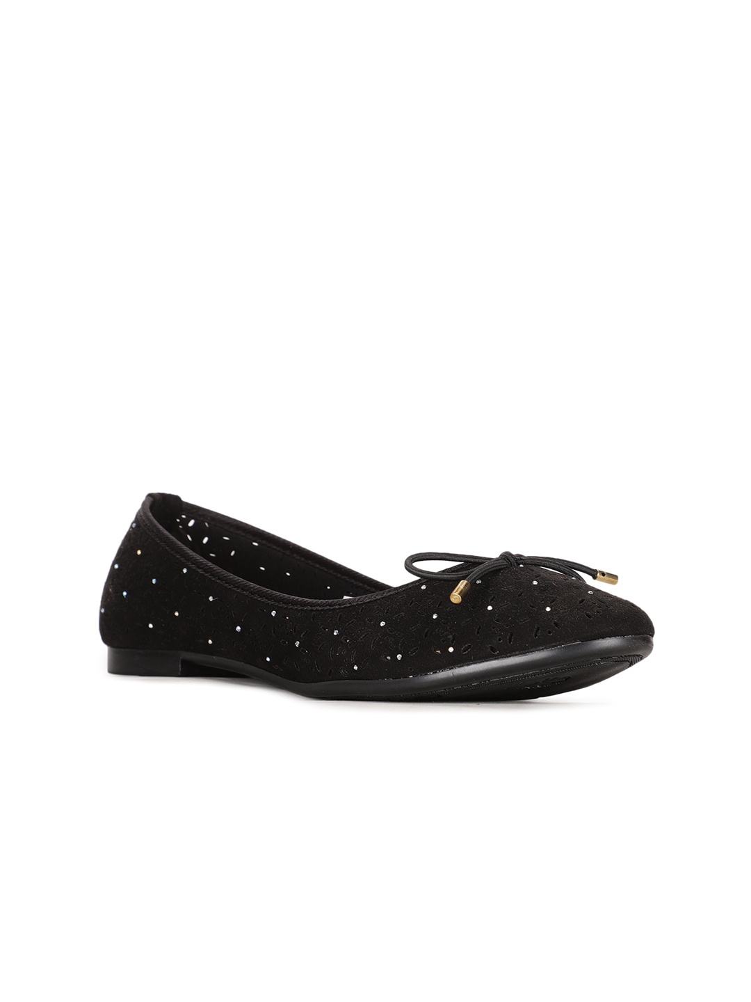 

Bata Women Black Bow Ballerinas with Laser Cuts