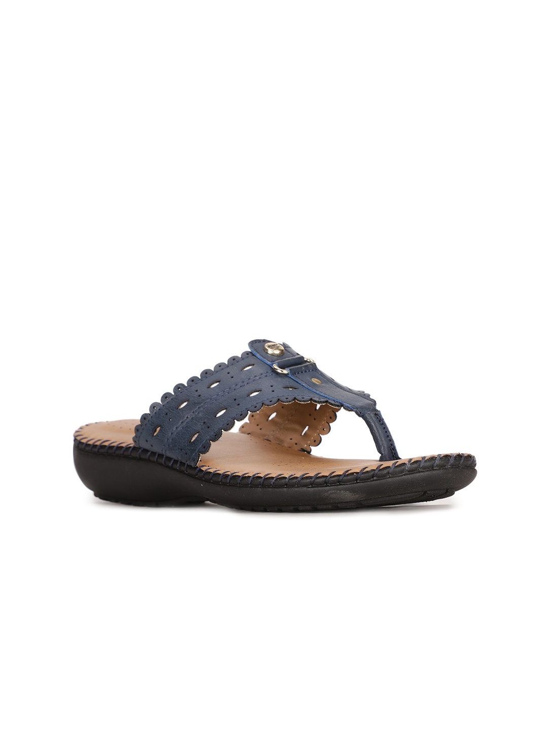 

Bata Women Blue Open Toe Flats with Laser Cuts