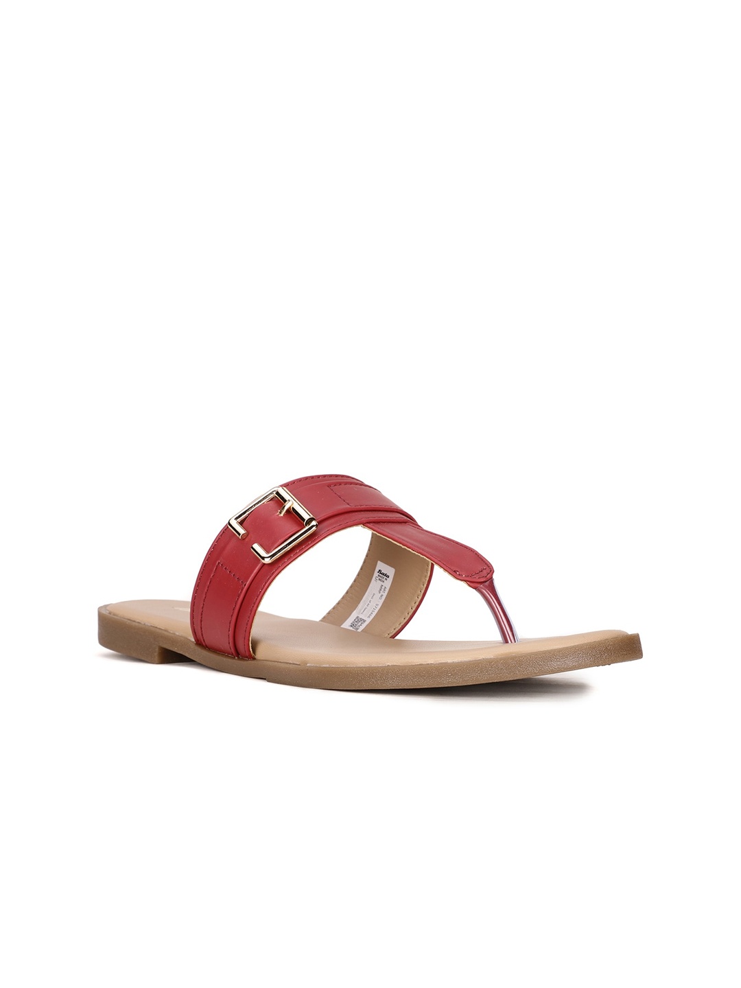 

Bata Women Red T-Strap Flats with Buckles