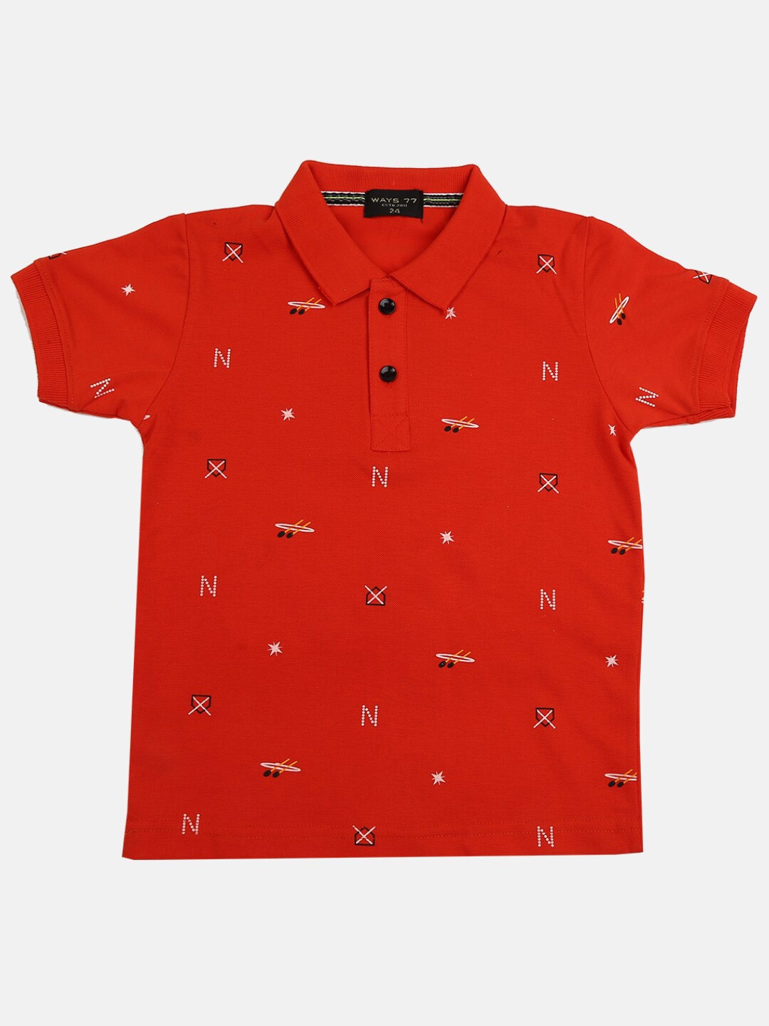 

V-Mart Boys Red Printed Polo Collar T-shirt
