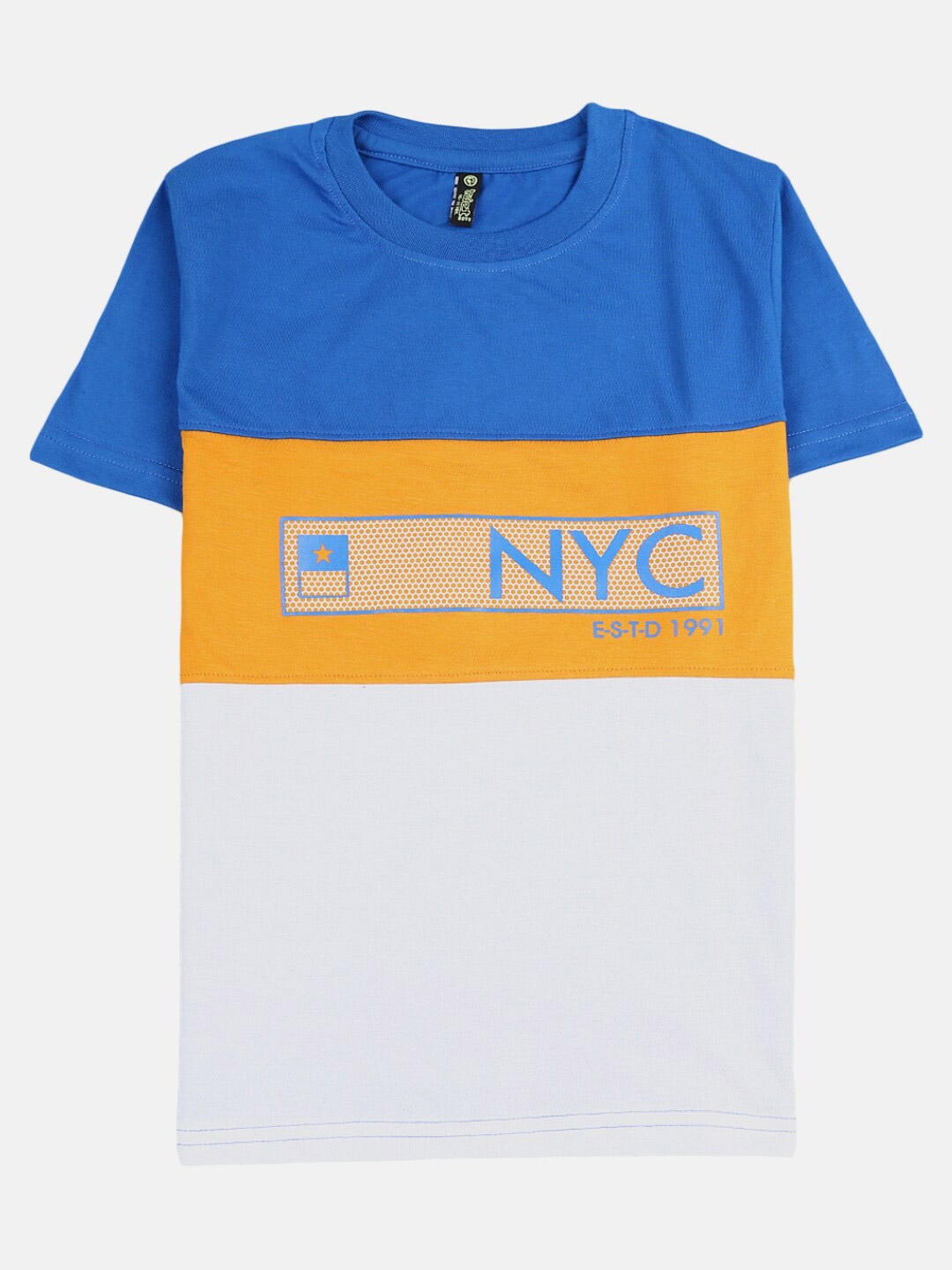 

V-Mart Boys Blue & White Colourblocked Cotton T-shirt