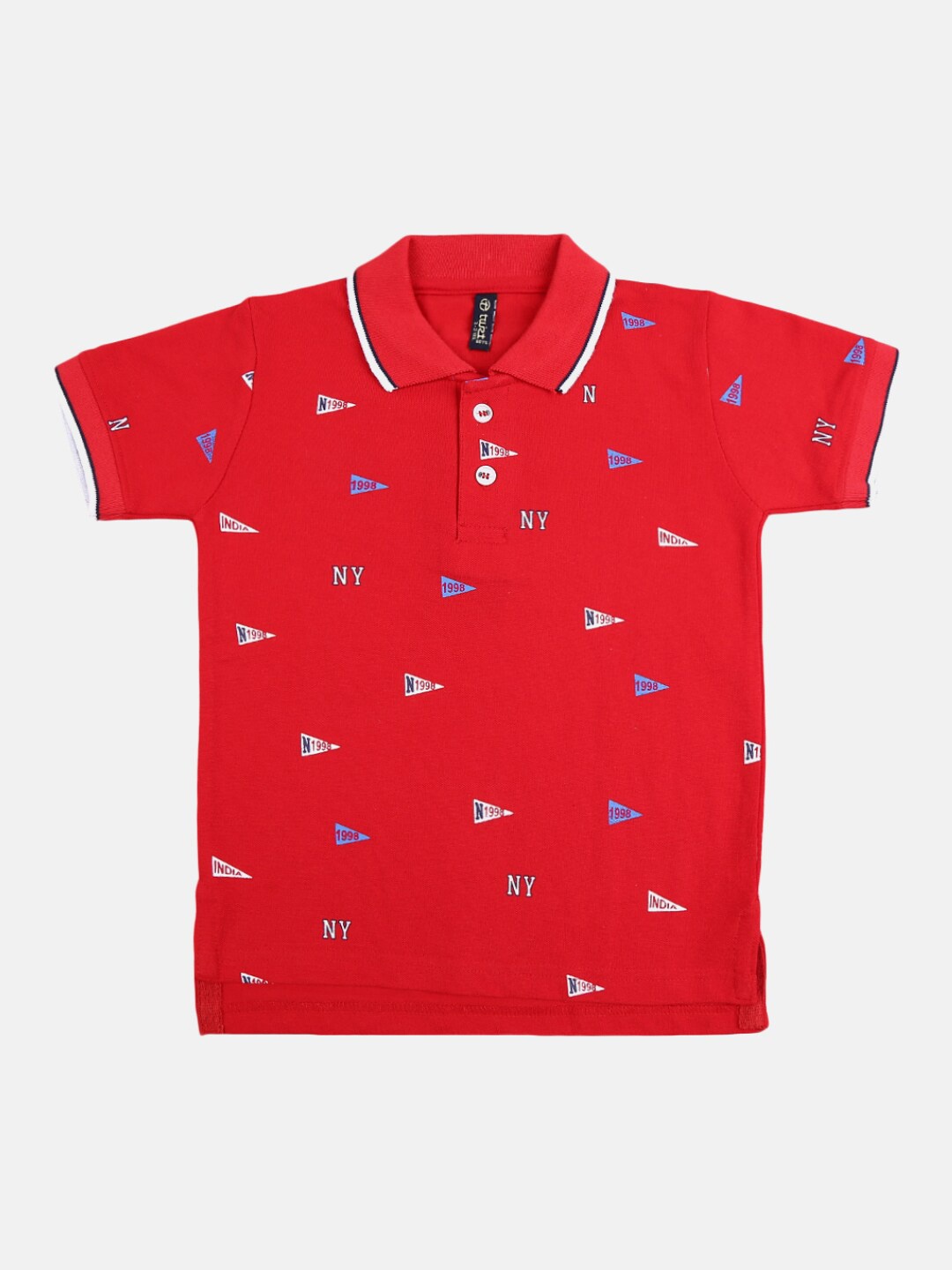 

V-Mart Boys Red Printed Polo Collar T-shirt