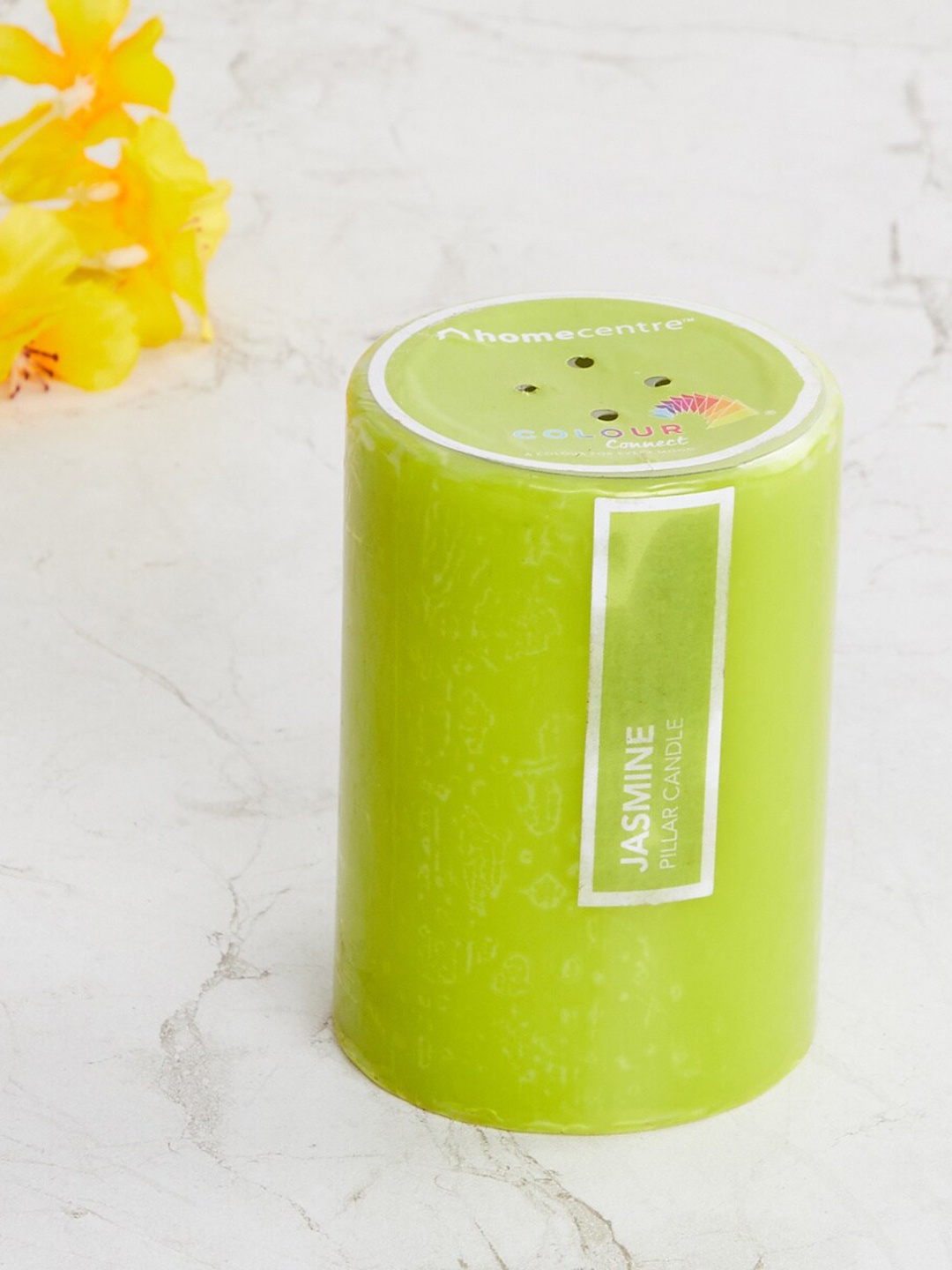 

Home Centre Solid Green Round Wax Pillar Candle