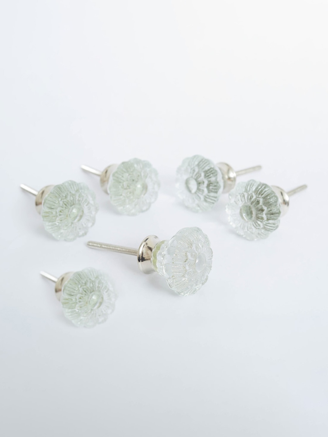 

Home Centre Set of 6 Transparent Corsica Venice Textured Glass Drawer Knob
