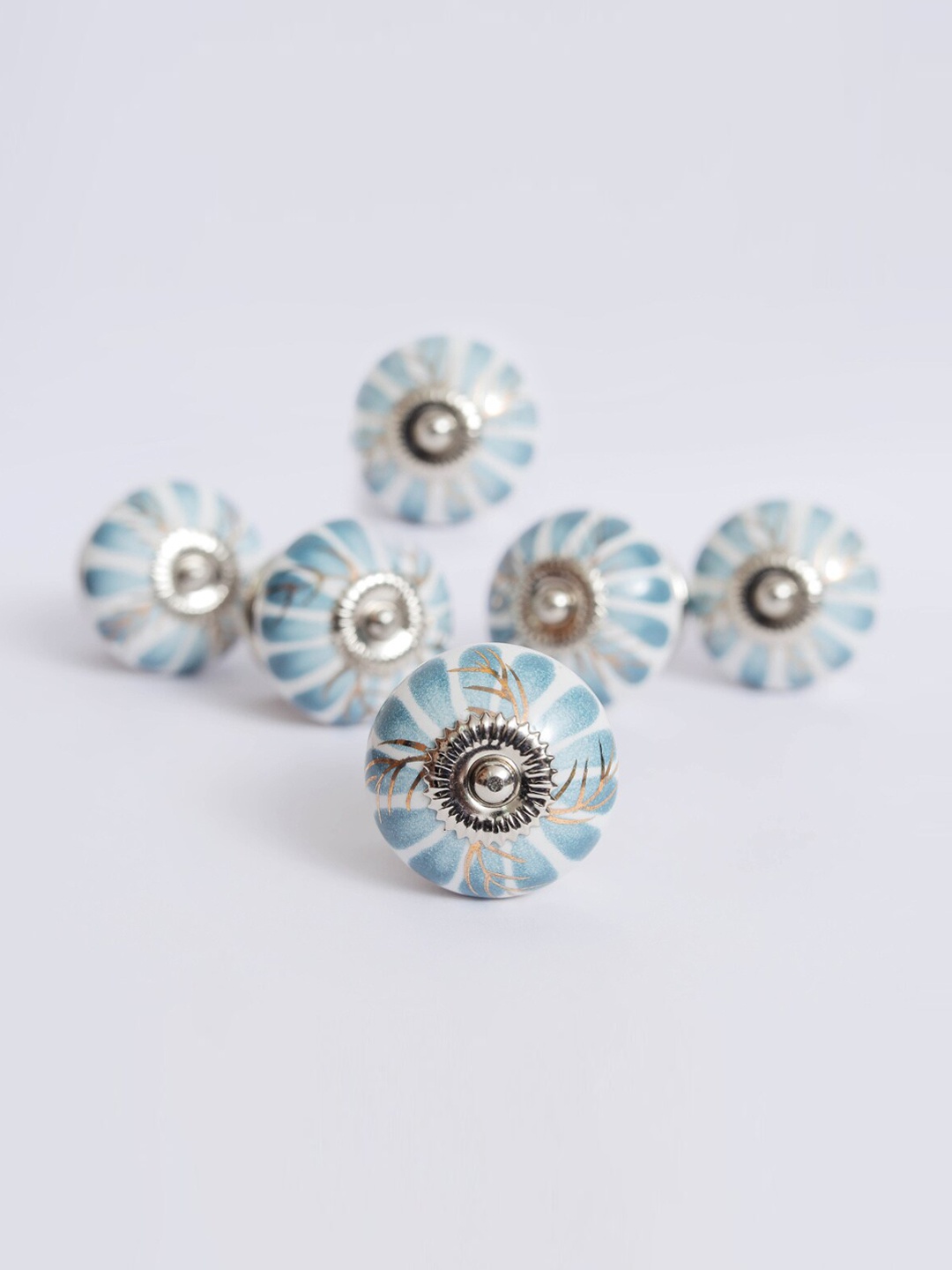 

Home Centre Blue Set of 6 Corsica Venice Floral Paint Ceramic Drawer Knobs
