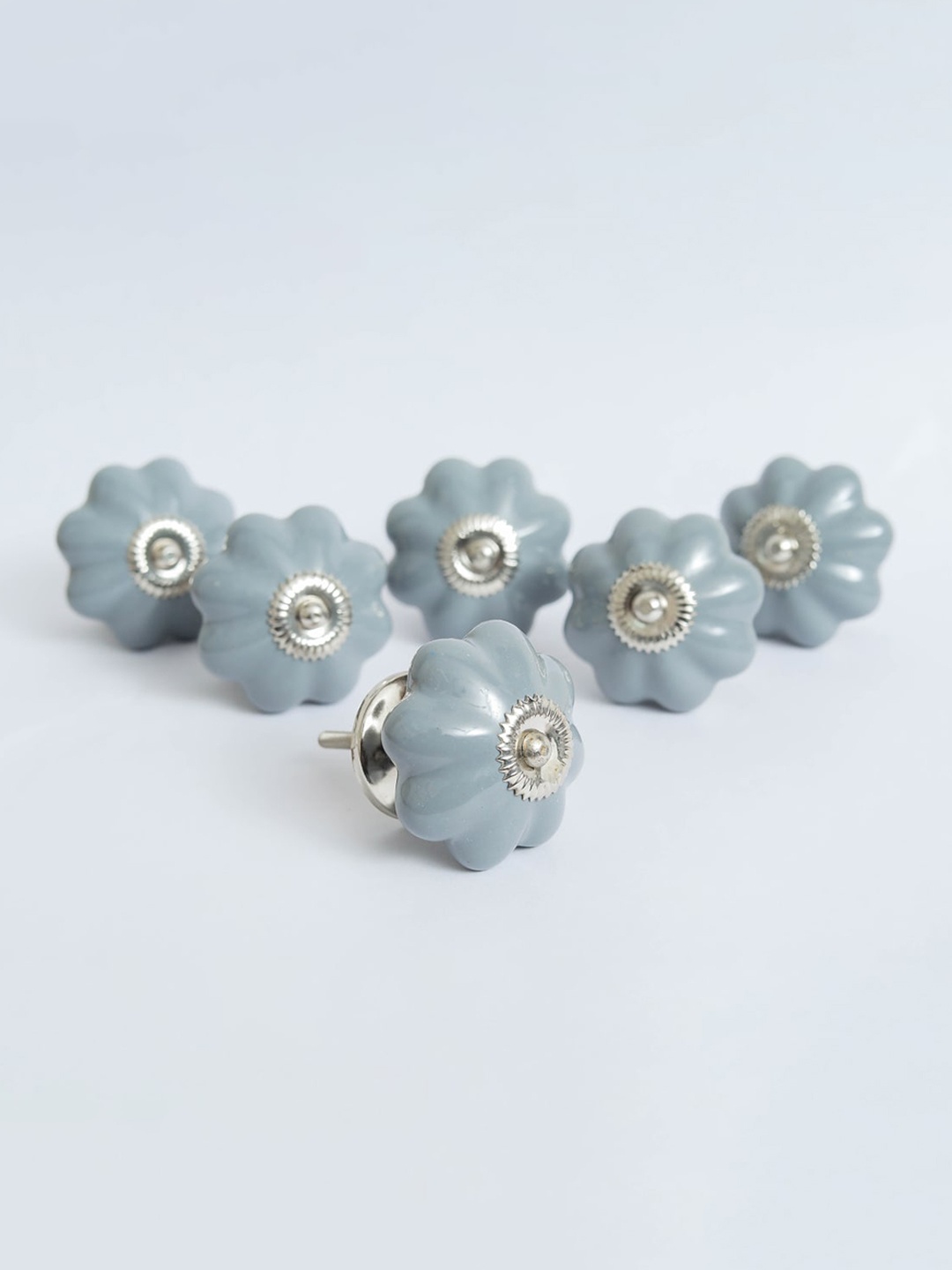 

Home Centre Grey Set of 6 Floral Ceramic Drawer Knobs