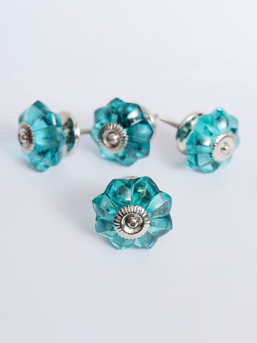 

Home Centre Set of 6 Venice Blue Floral Glass Drawer Knob