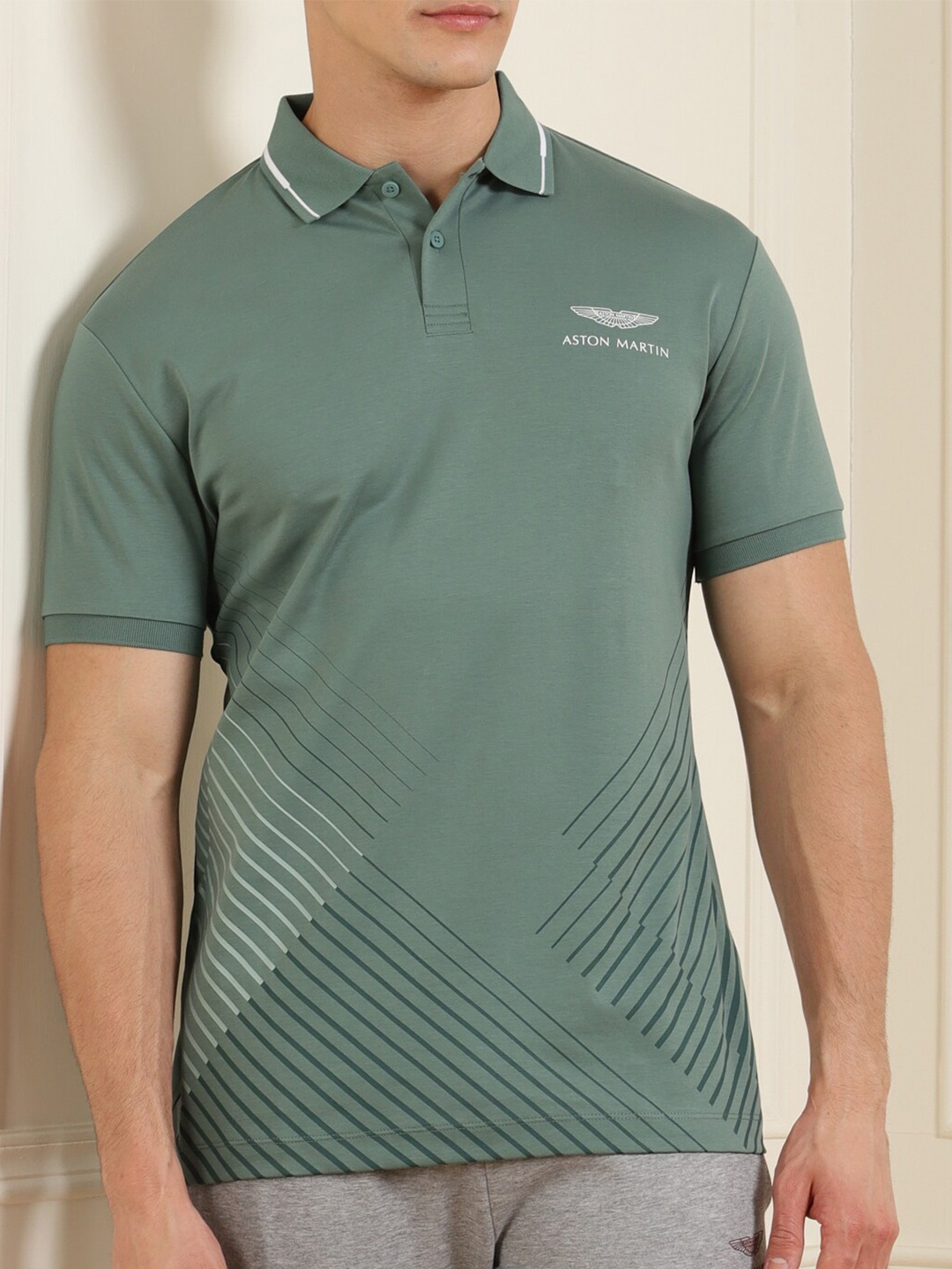 

HACKETT LONDON Men Green Polo Collar T-shirt
