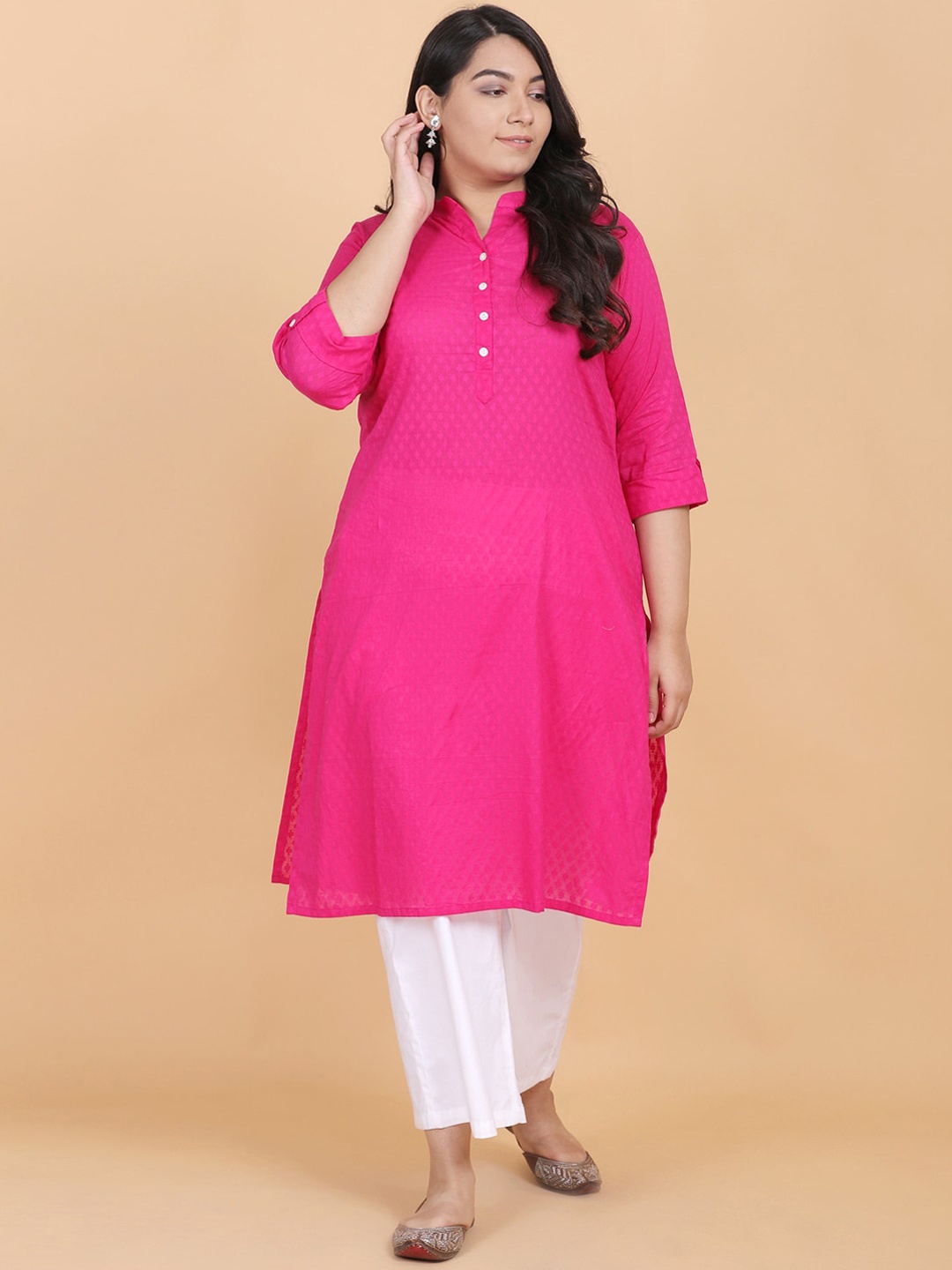 

LastInch Women Pink Geometric Kurta