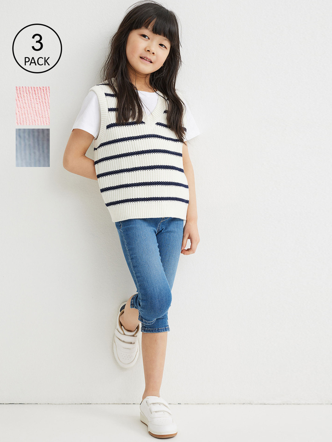

H&M Girls Blue & Pink 3-Pack Denim Jeggings