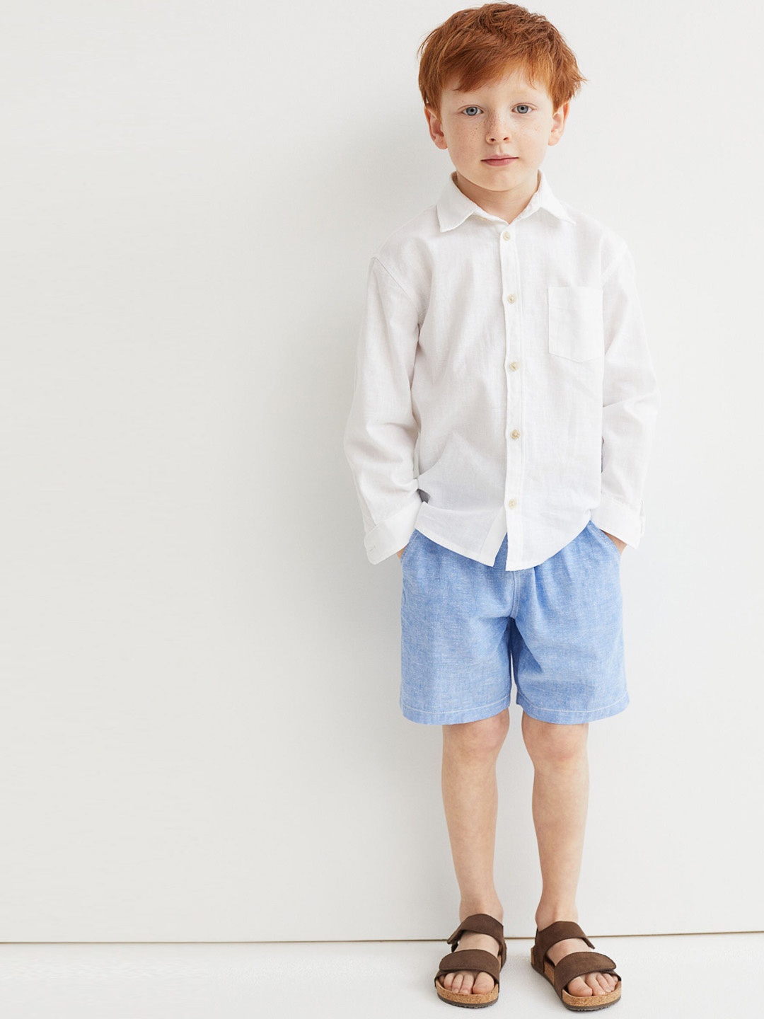 

H&M Boys Blue Linen-blend Shorts