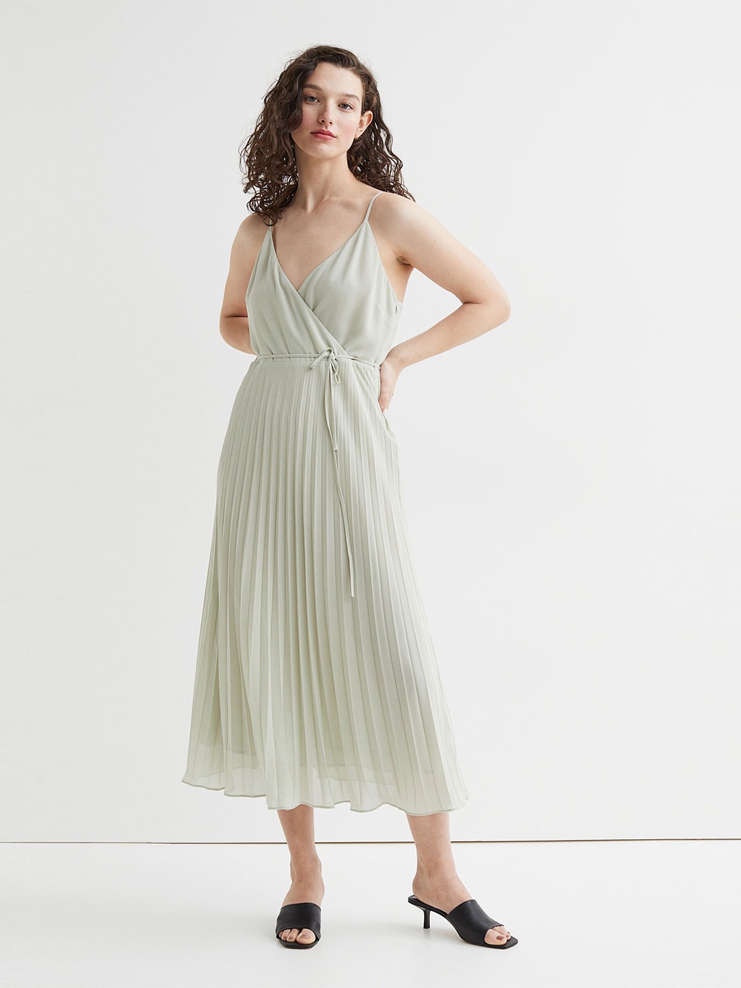 

H&M Green Pleated Wrap Dress