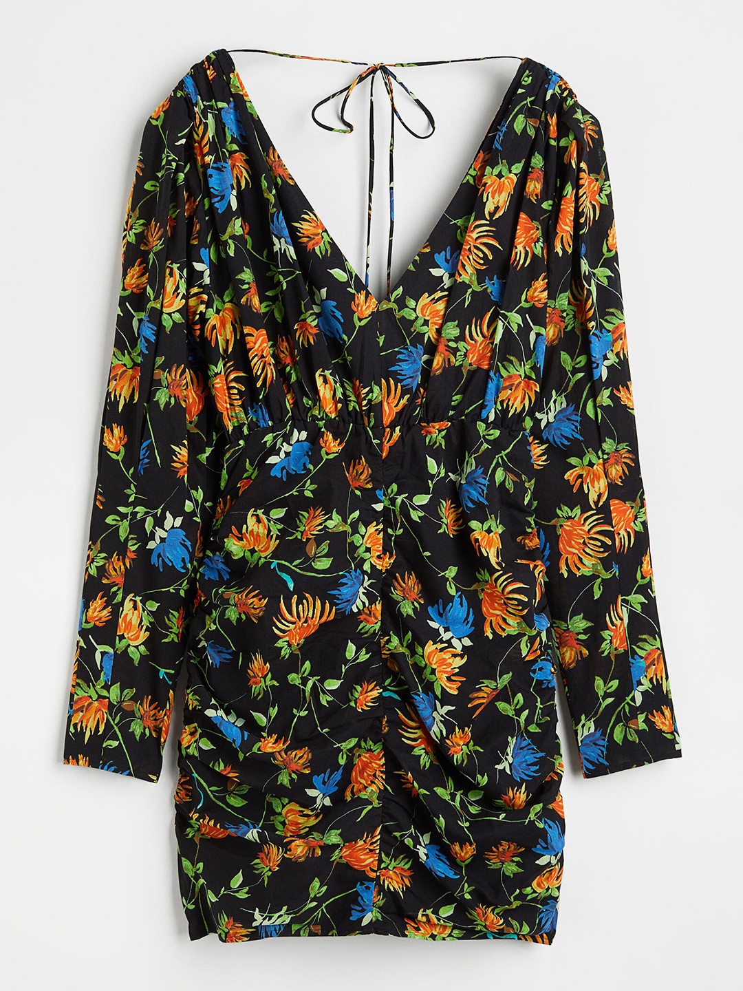 

H&M Women Black Printed V-Neck Dress