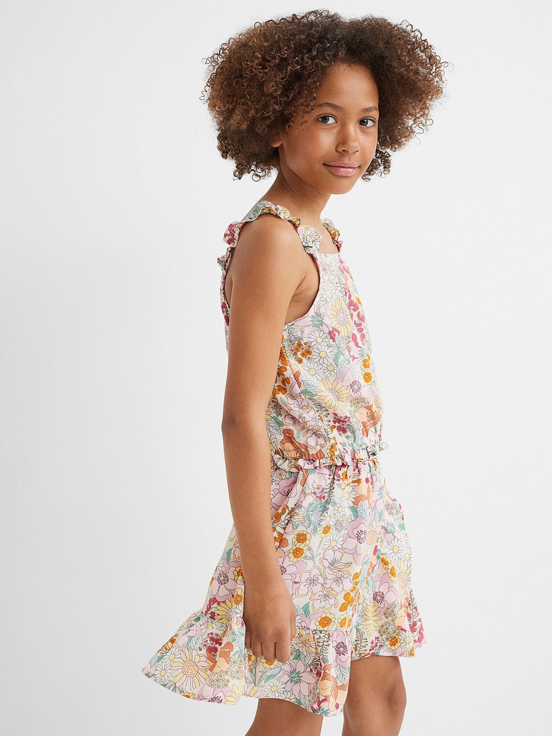 

H&M Girls Multicolored Printed Flounce-Trimmed Wrapover Skirt, Multi