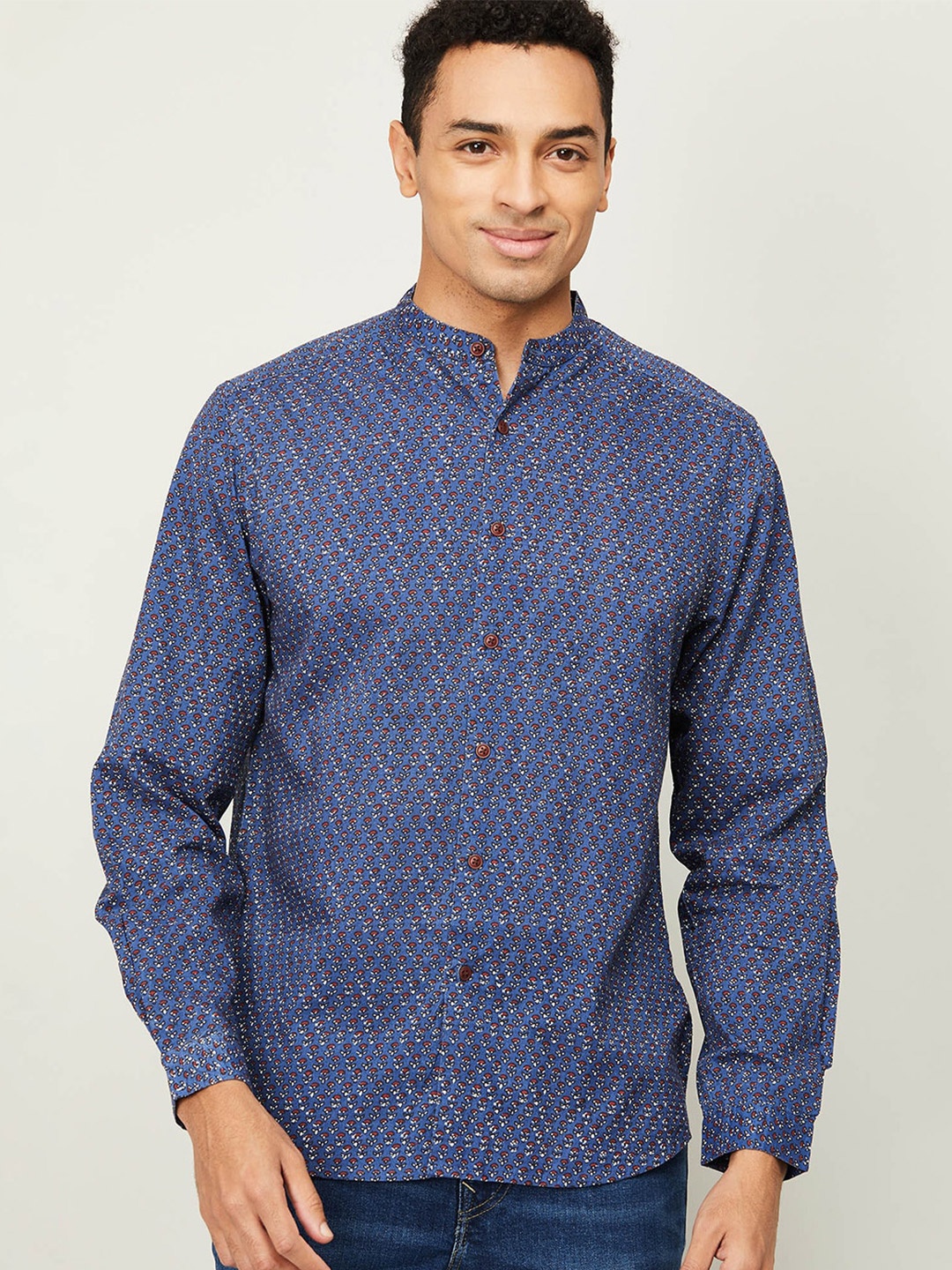 

Melange by Lifestyle Men Navy Blue Printed Casual Shirt