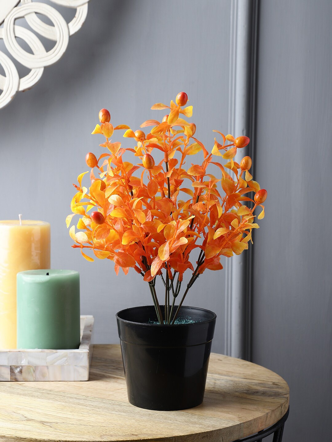 

FOLIYAJ Orange Artificial Plants With Pot