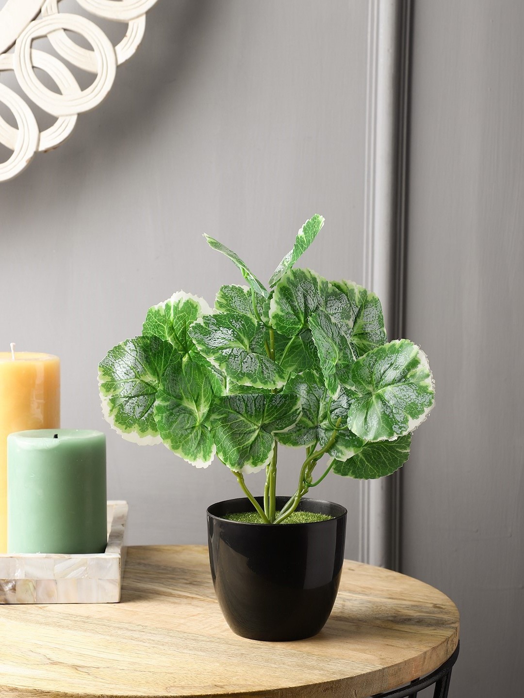 

FOLIYAJ Green & Black Artificial Ivy Plant With Pot