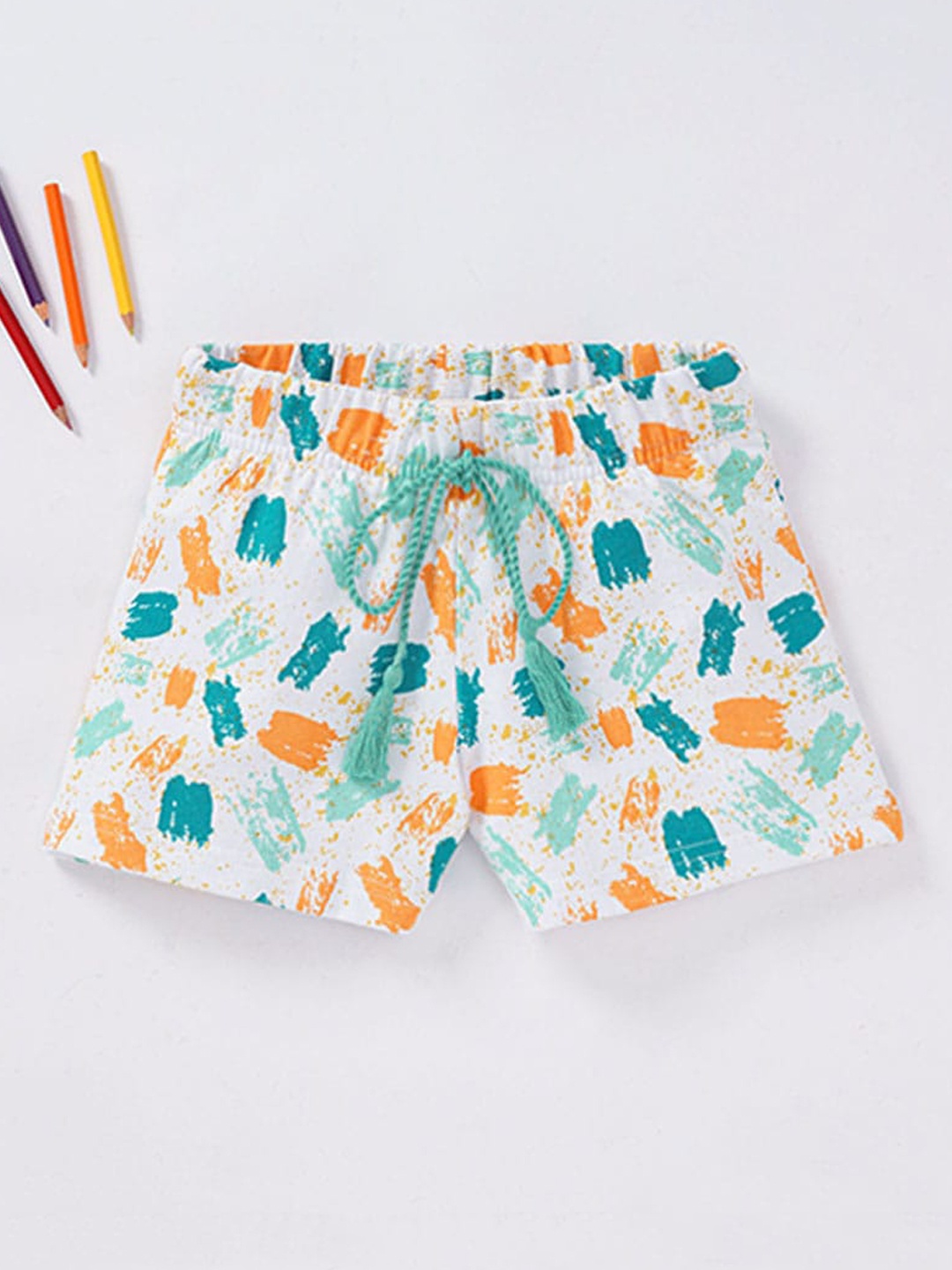 

Ed-a-Mamma Girls White Floral Printed Shorts