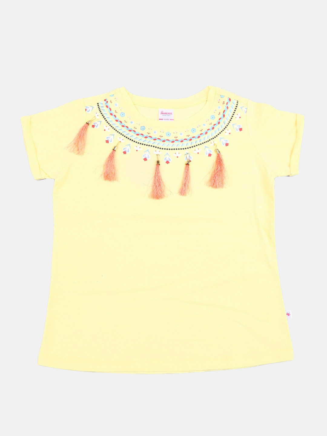 

V-Mart Girls Yellow Solid T-shirt