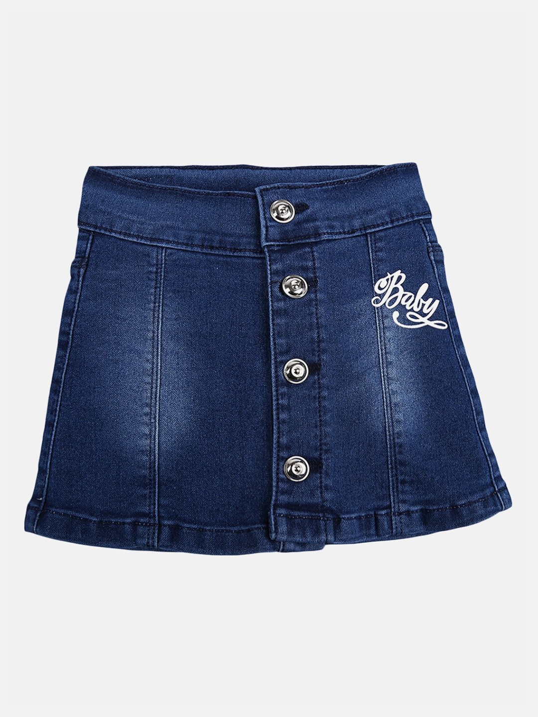 

V-Mart Girls Navy Blue Solid Denim Straight Skirt