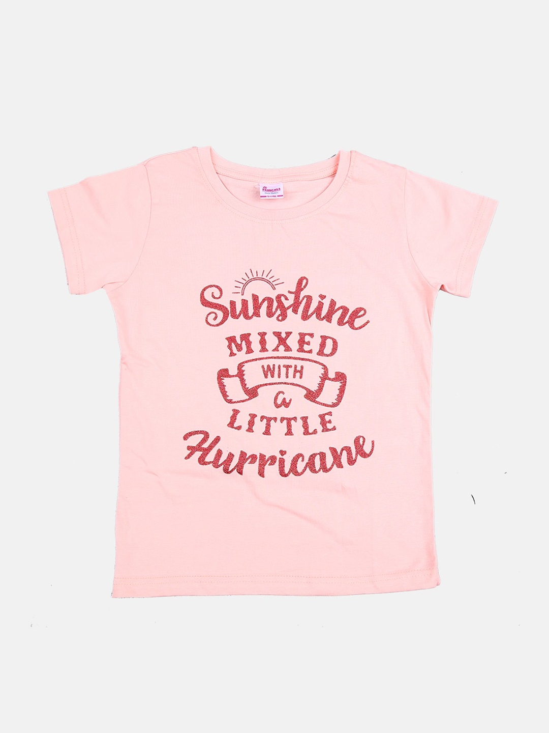 

V-Mart Girls Peach-Coloured Typography Printed T-shirt