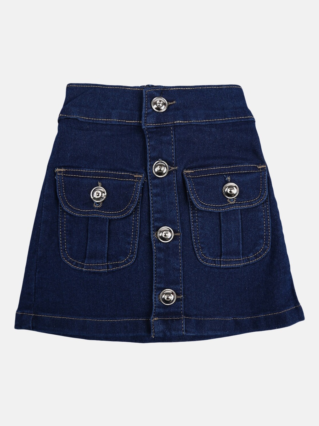 

V-Mart Girls Navy Blue Solid A-line Knee-Length Denim Skirt