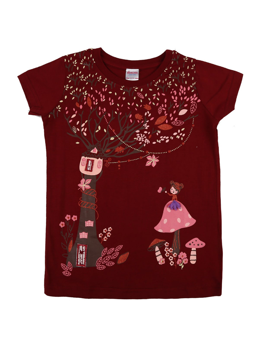 

V-Mart Girls Maroon Printed T-shirt