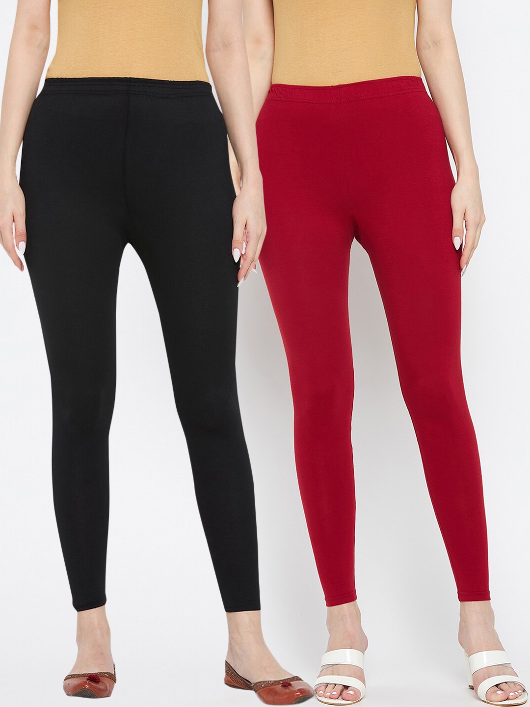

Clora Creation Women Pack Of 2 Solid Ankle-Length Leggings, Maroon