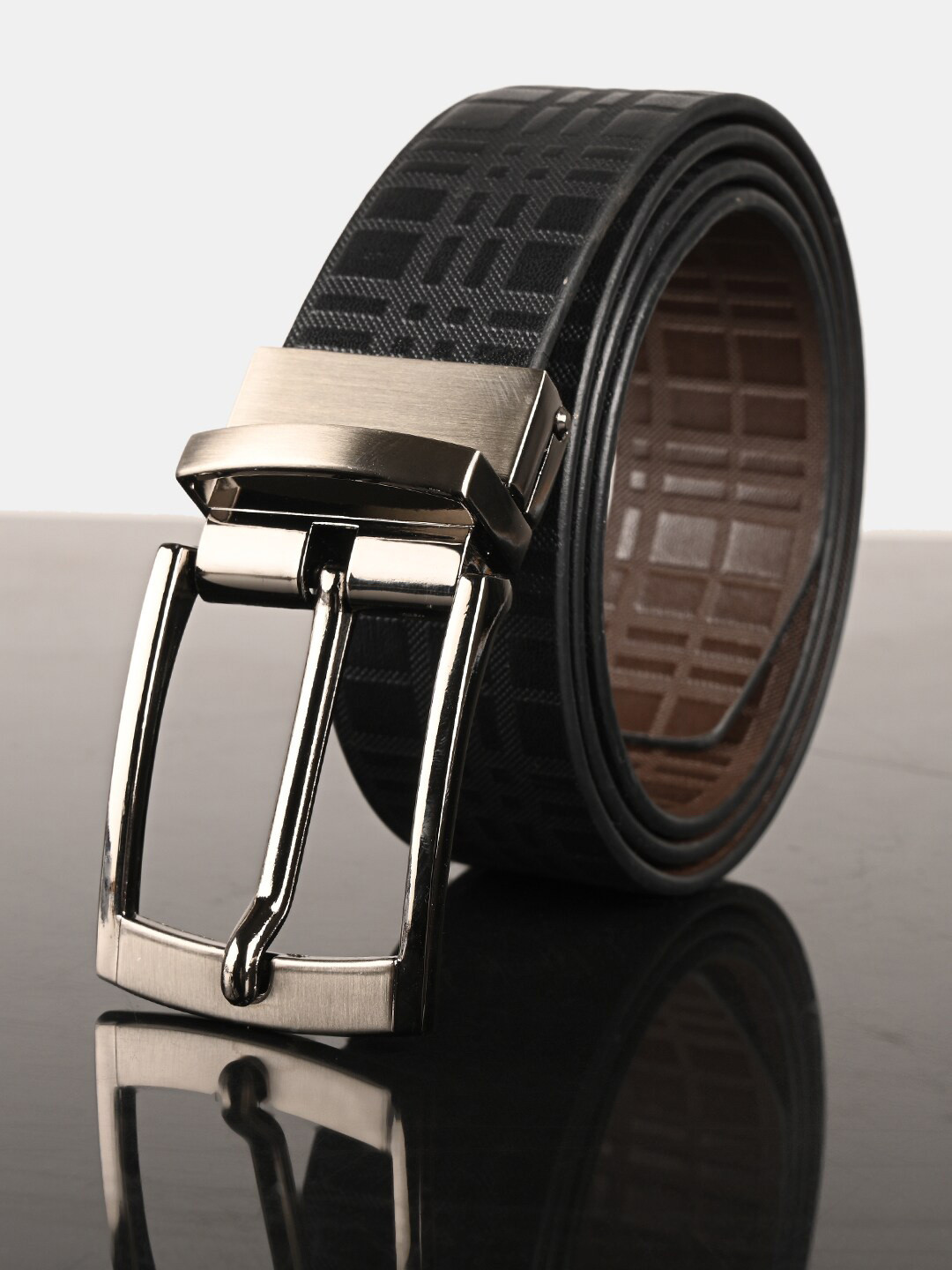 

BuckleUp Men Brown Textured Leather Belt